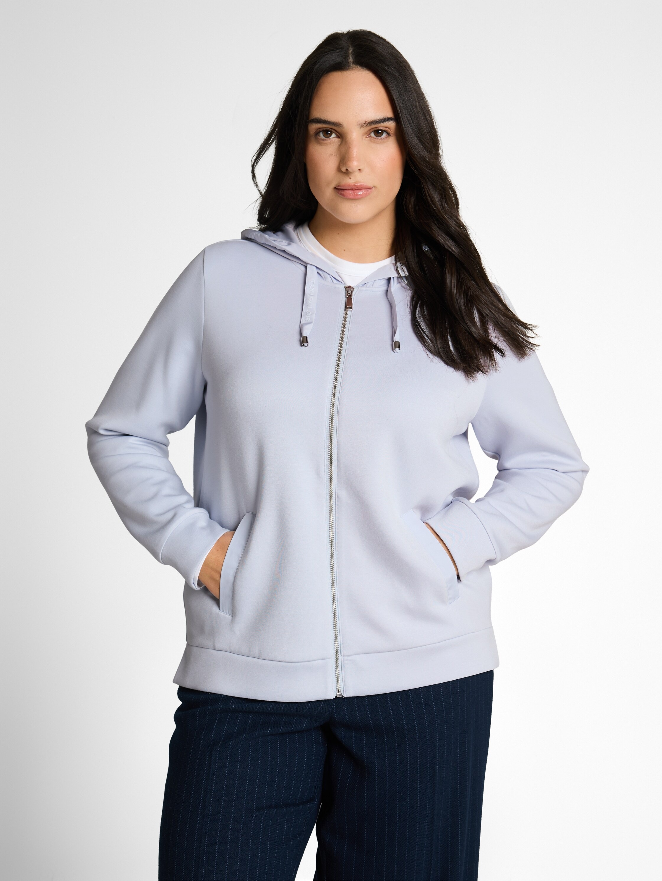 Image of TOM TAILOR PLUS Kapuzensweatjacke aus Scuba Stoff