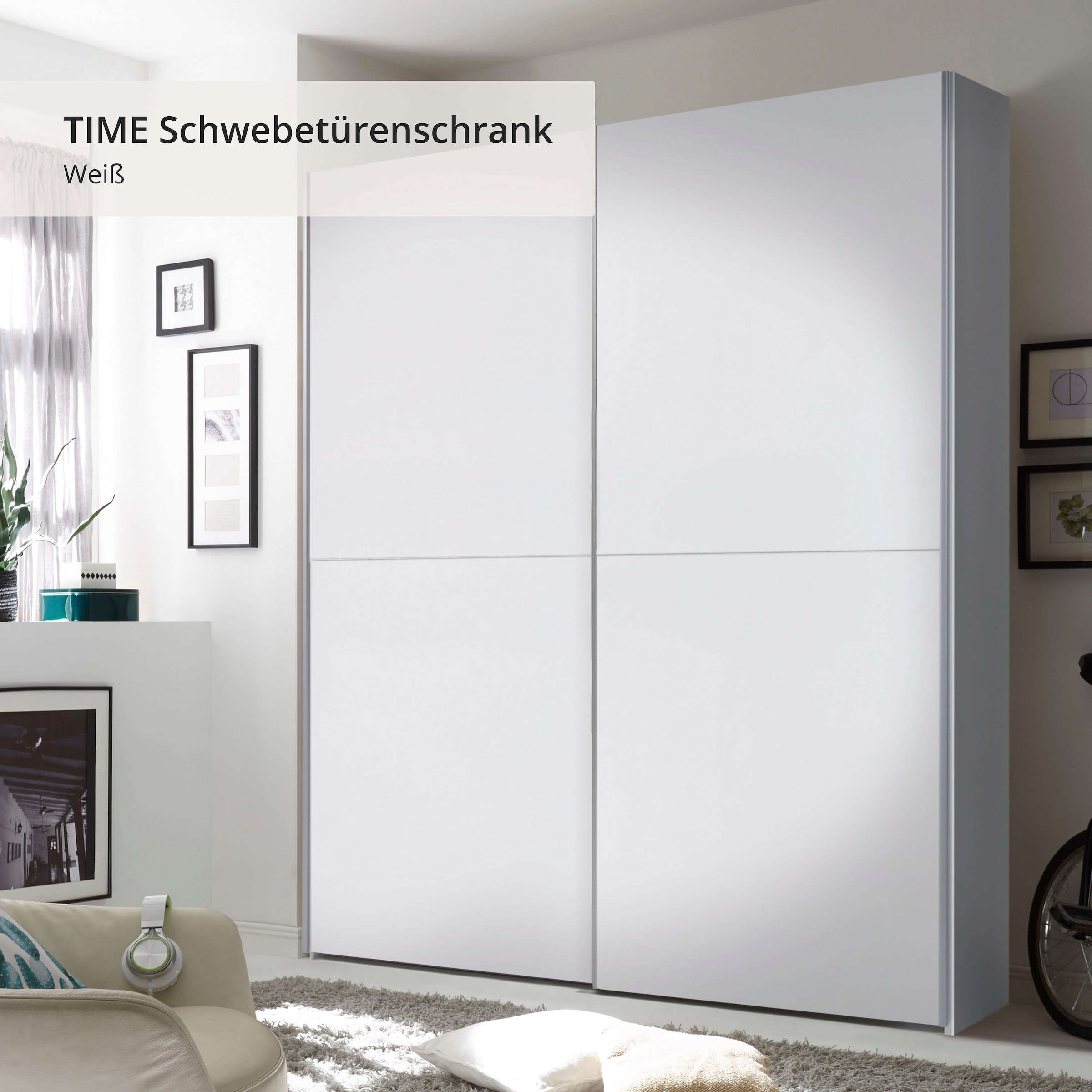 Schlafkontor Schwebetürenschrank »Time Schrank, Kleiderschrank mit Schiebetüren«, 4 Türelemente als Schachbrettoptik