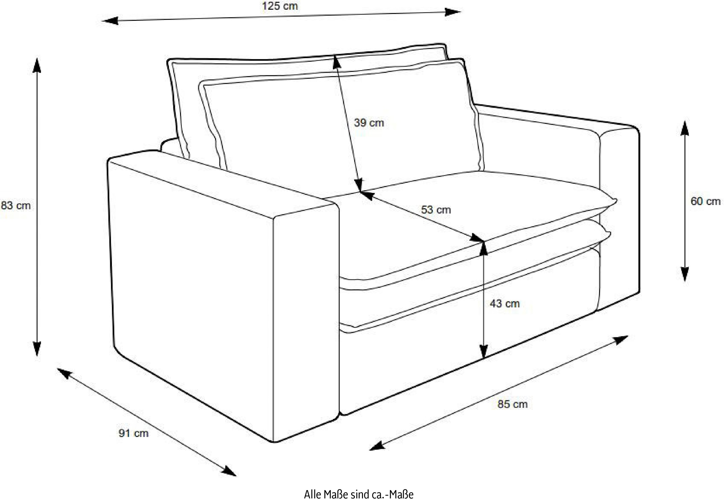 Places of Style Polstersessel »PIAGGE«, (2 tlg.), Hochwertiger Cord, Loveseat und Loveseat-Hocker im Set