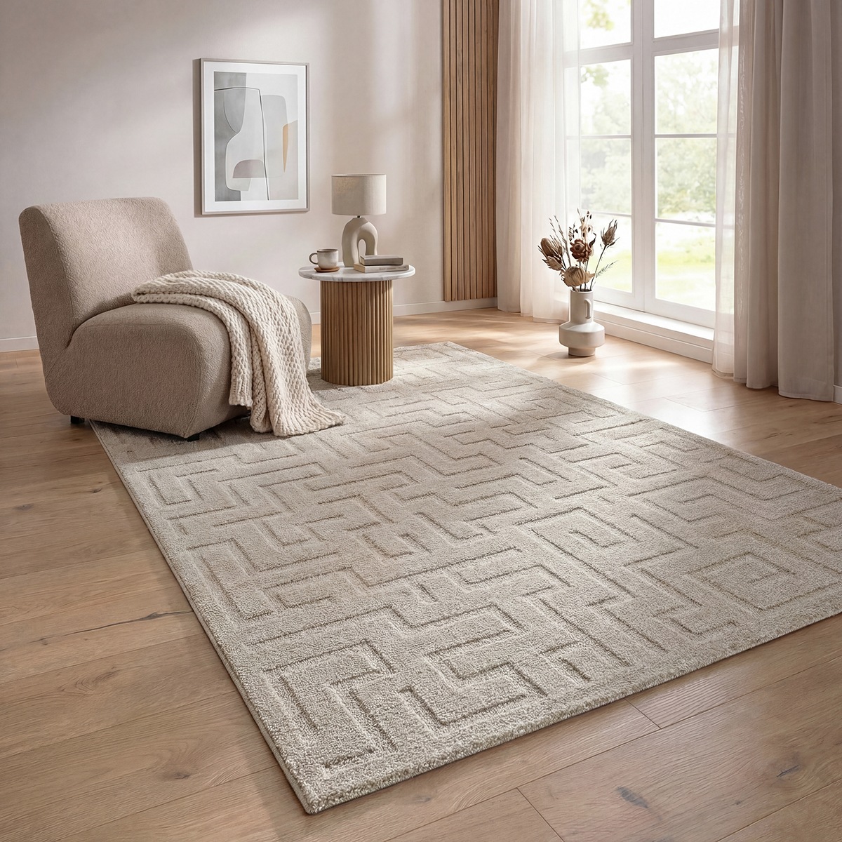 Image of the carpet Designteppich "Elisa" rechteckig 15 mm Höhe mit klaren geometrischen Formen und Linien