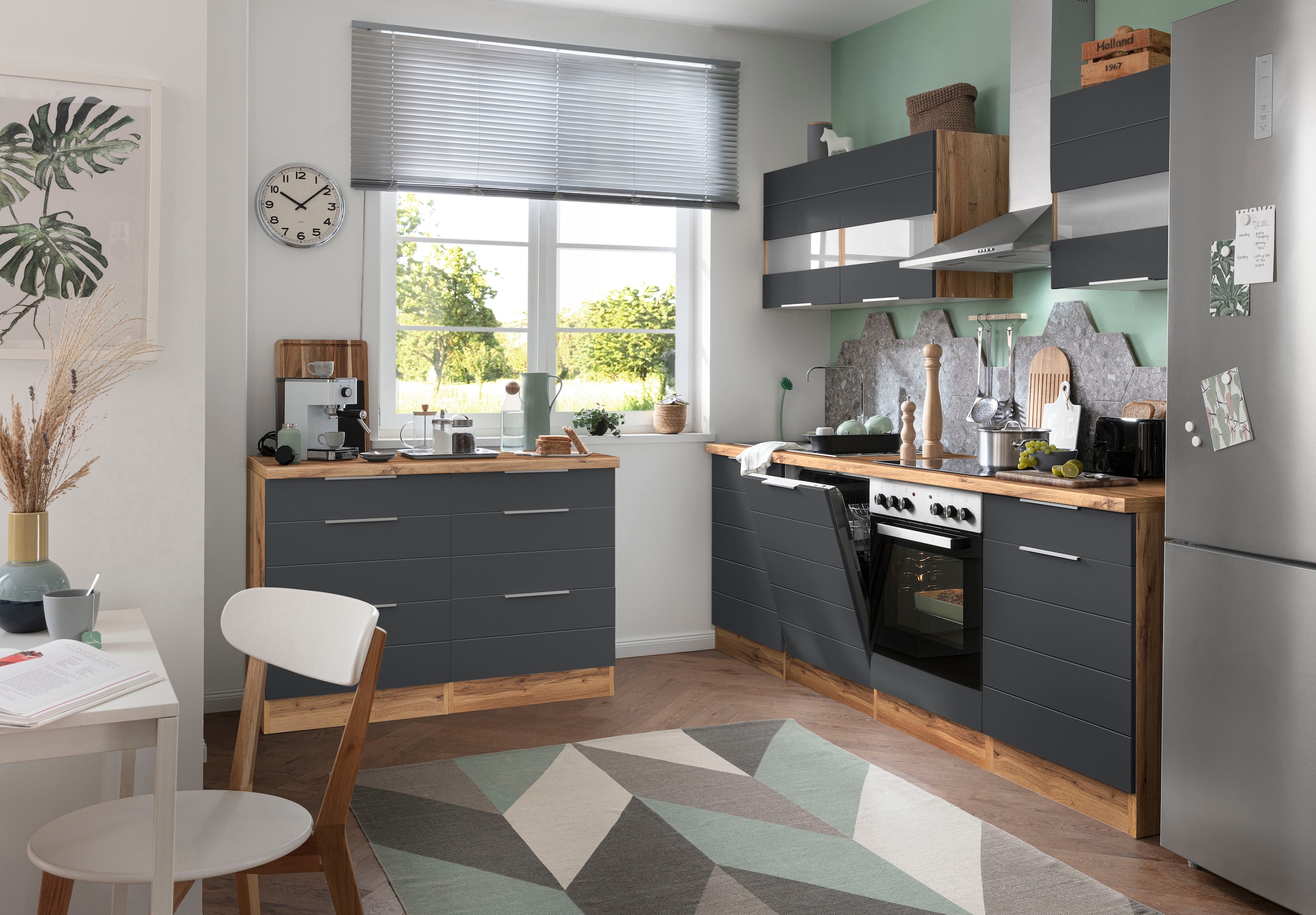 KOCHSTATION Kitchenette »KS-Luhe« 240 cm de large, au choix avec ou sans appareils électriques, façades MDF fraisées