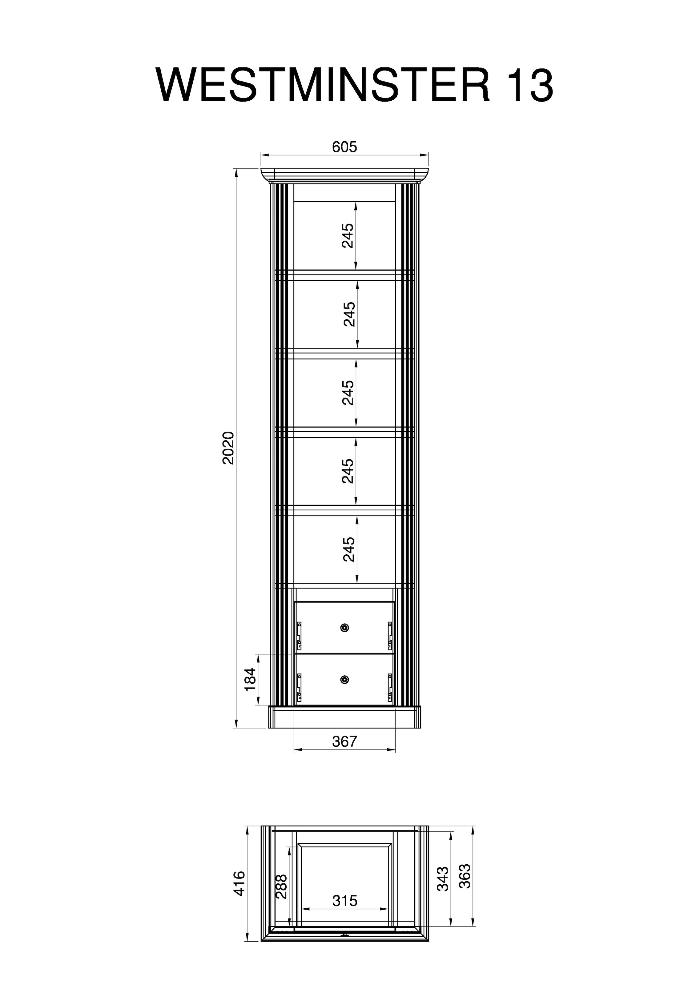 GOODproduct Wohnwand »Westminster TOPSELLER!« Set, Vitrine, Lowboard, Standregal, Wandregal, 4 Stk. tlg.
