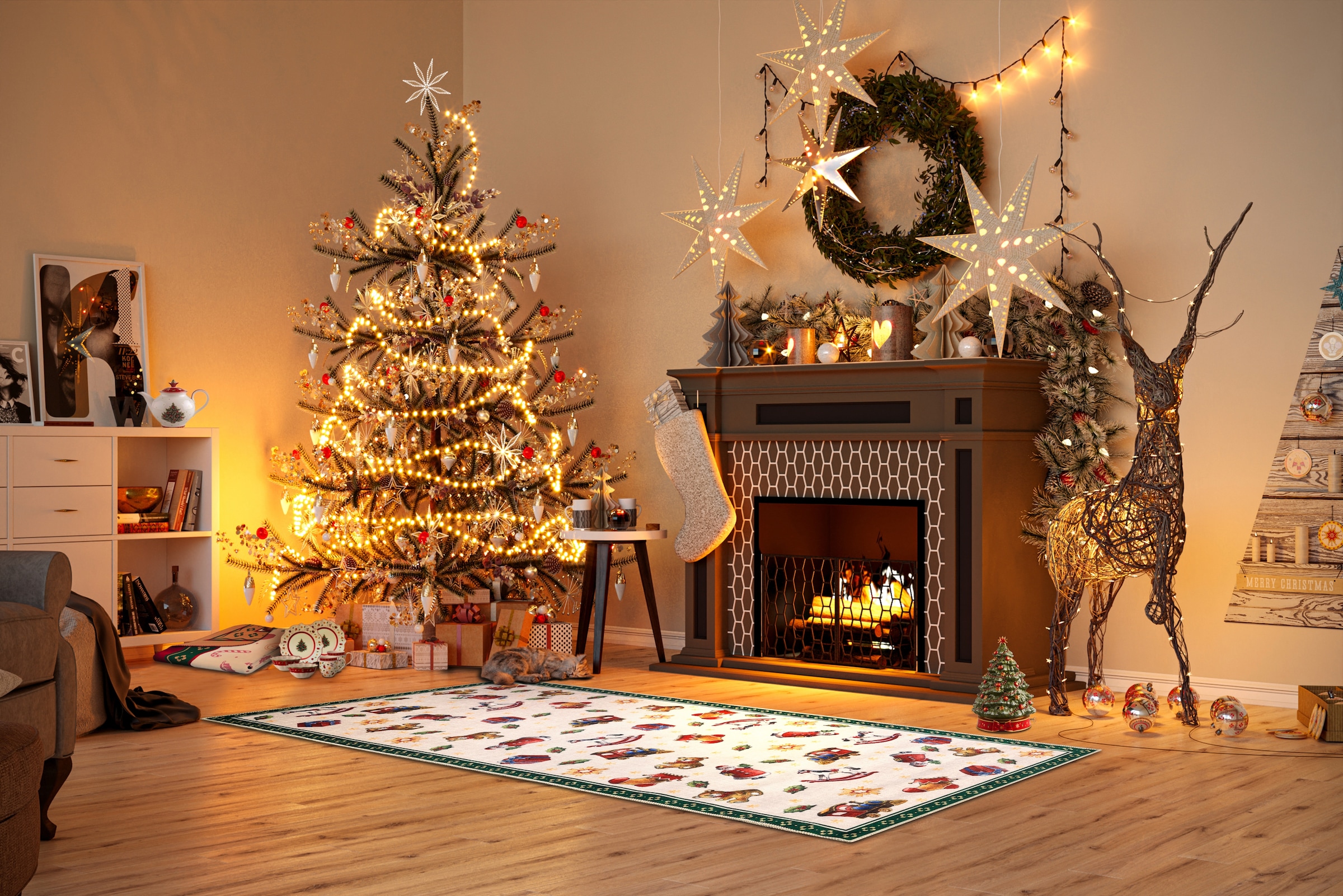 Villeroy & Boch Teppich »Nostalgic Toy's Delight, eckig, rund und Läufer«, rechteckig, 3 mm Höhe, Weihnachten, Wohnzimmer, Flur, Geschenk, Toys Delight, Dekoration