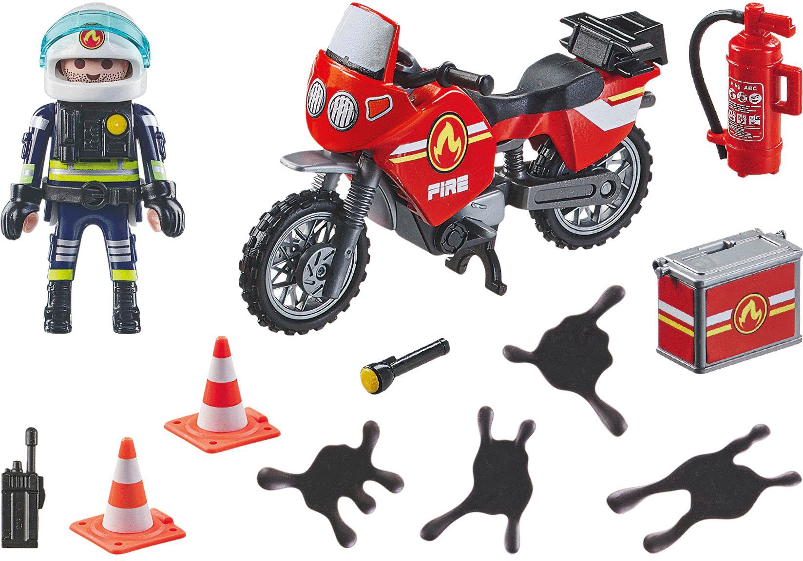 Playmobil® Konstruktions-Spielset »Feuerwehrmotorrad am Unfallort (71466), Action Heroes« Made in Europe