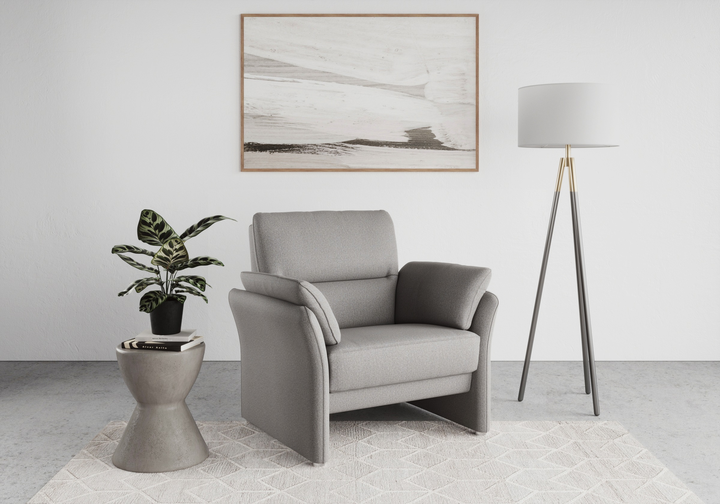 Image of DOMO collection Sessel "Pina elegant und zeitloser Clubsessel, bequemer Cocktailsessel" Hoher Sitzkomfort, Microfaser hochflorig, dunkelgrau