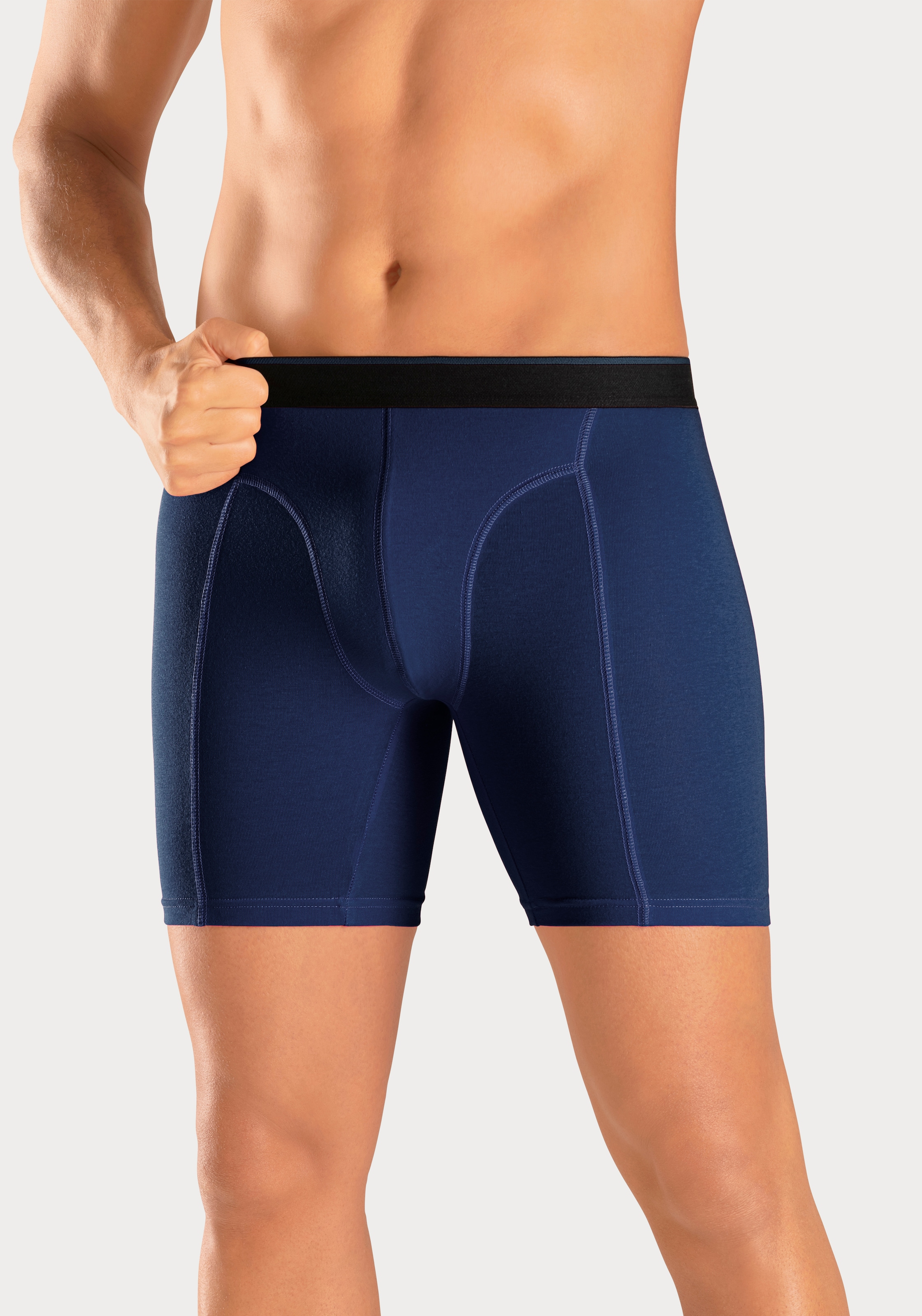 AUTHENTIC LE JOGGER Langer Boxer Packung, 5 Stk. tlg., mit zweifarbigem Webbund und längerem Bein