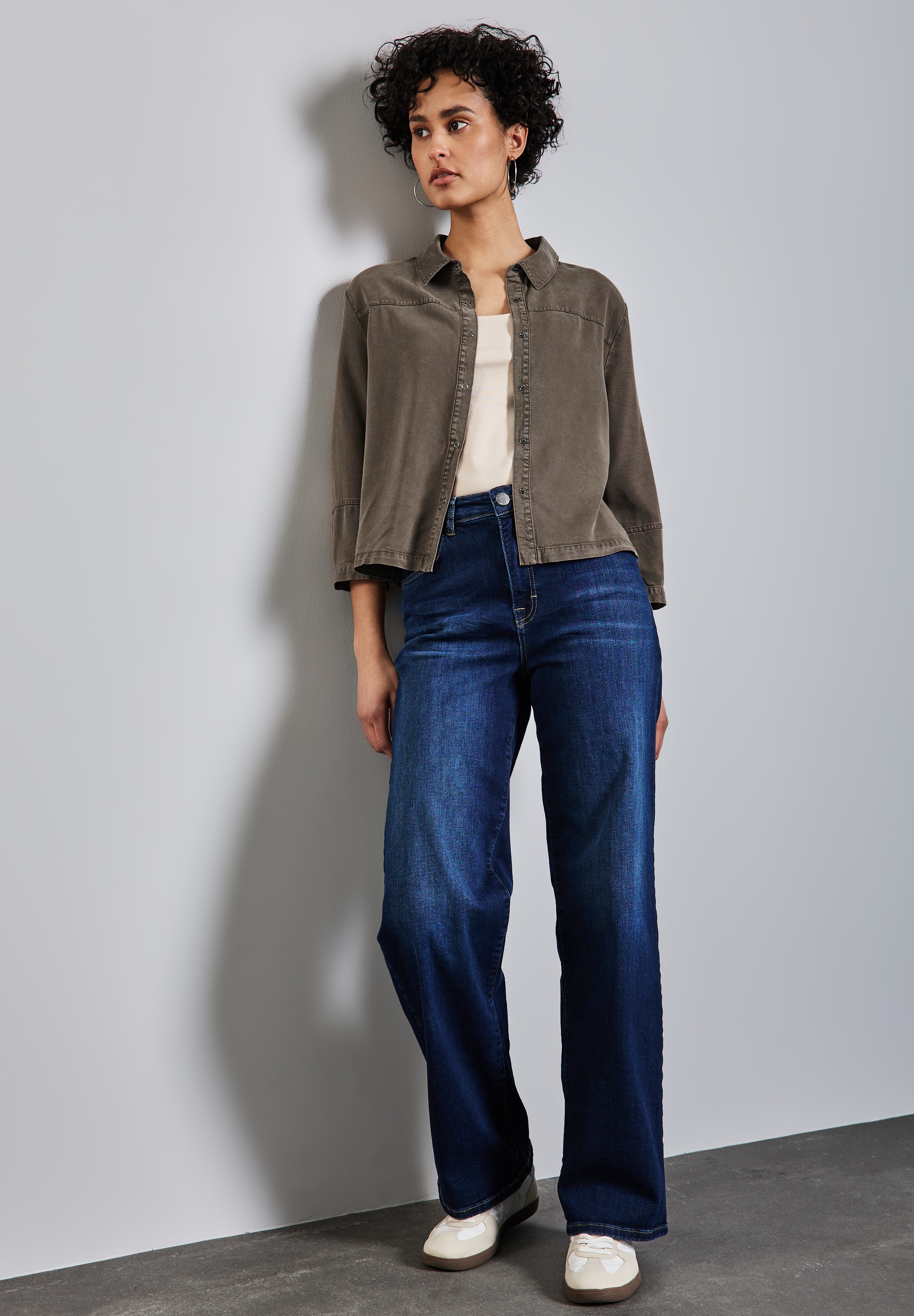 STREET ONE Hemdbluse, im Washed-Look - 3/4-Arm