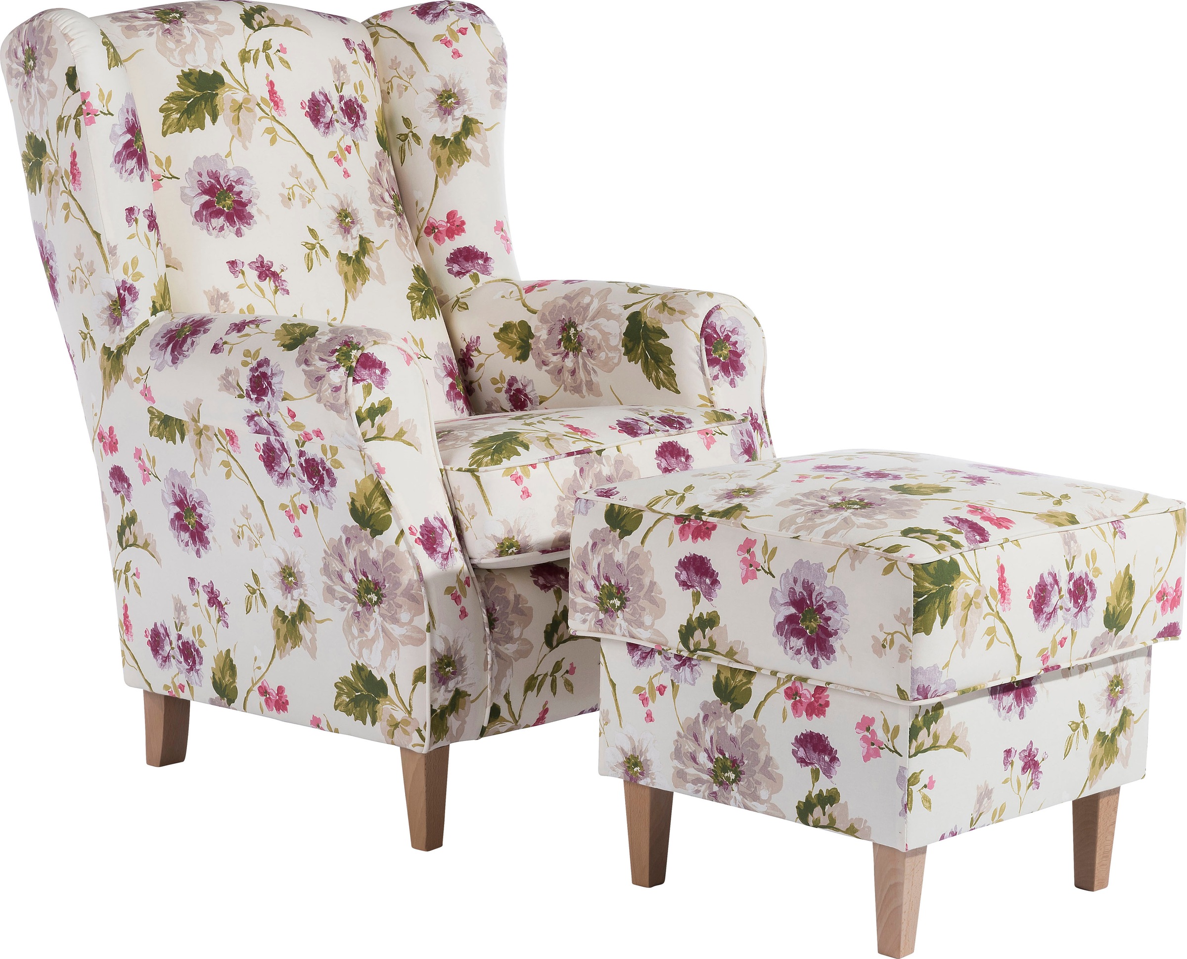 Image of Max Winzer® Ohrensessel »Luke«, mit Kederverzierung, mit Blumenmuster bei Ackermann Versand Schweiz