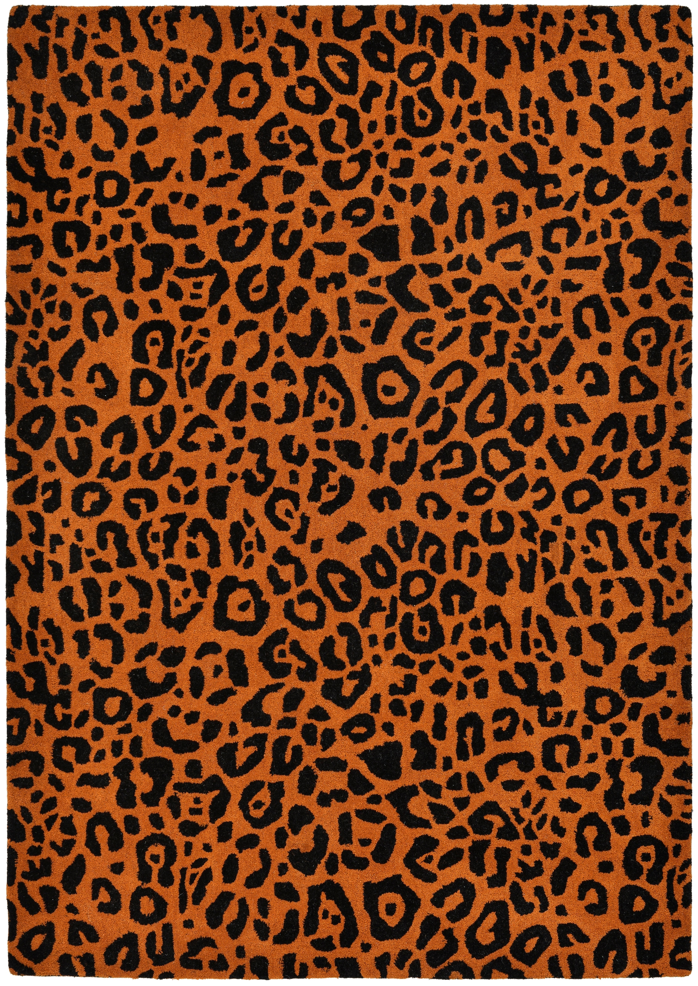 GOODproduct Wollteppich »Gabbo Leo, Leopardenmuster, handgearbeitet« rechteckig 14 mm Höhe reine Wolle, Uni, Wohnzimmer, Schlafzimmer, Esszimmer