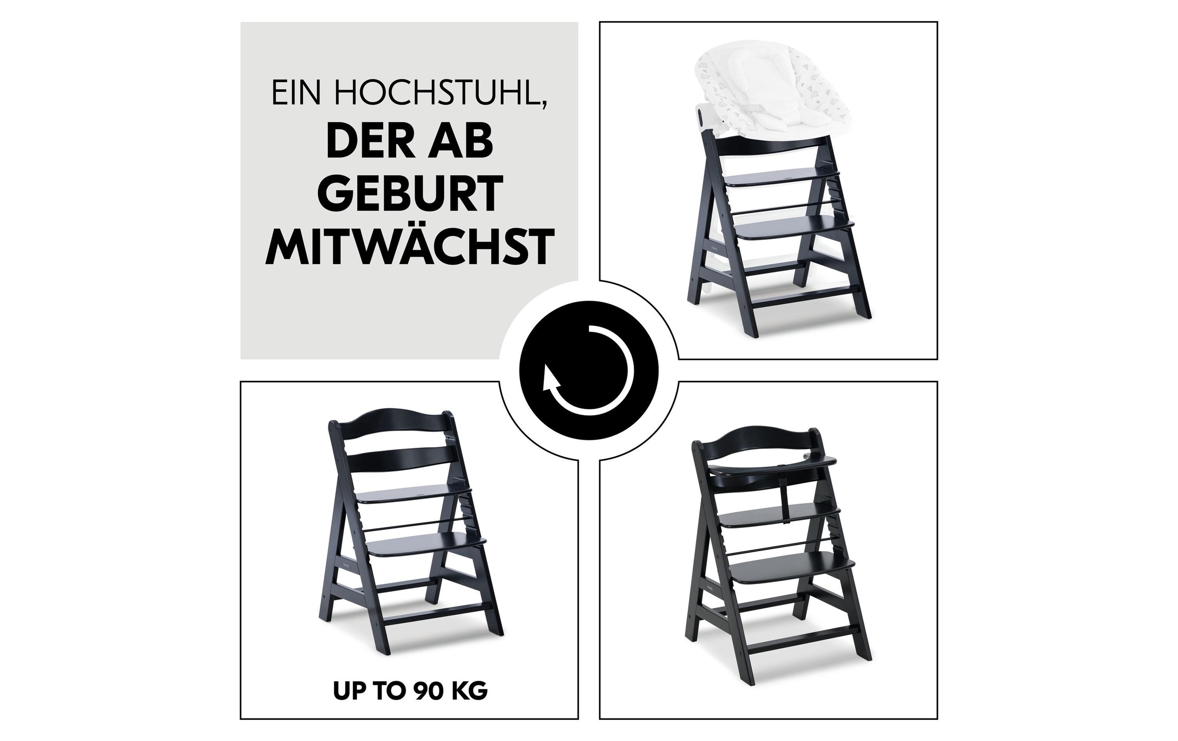 Hauck Hochstuhl »Alpha+ Schwarz« () Holzart: Buche (Fagus sylvatica)/ Europa