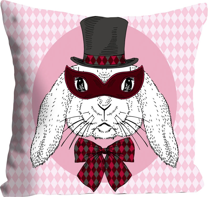 queence Dekokissen "Bunny Holmes" mit einem Detektiv Hasen