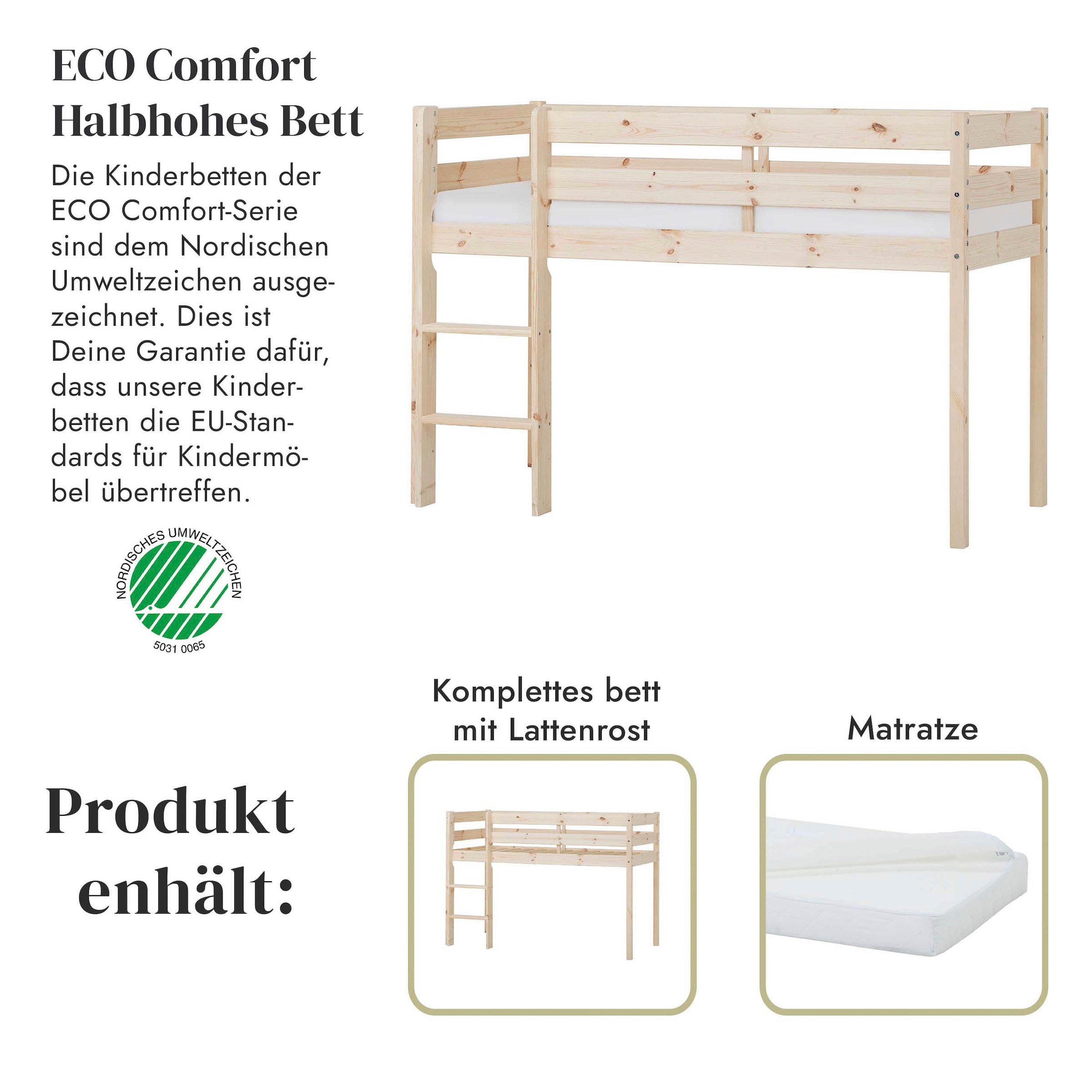 Hoppekids Spielbett »ECO COMFORT, Hochbett, in 2 Einzelbetten teilbar«, Höhe 72cm, Farbe & Grösse & Matratze