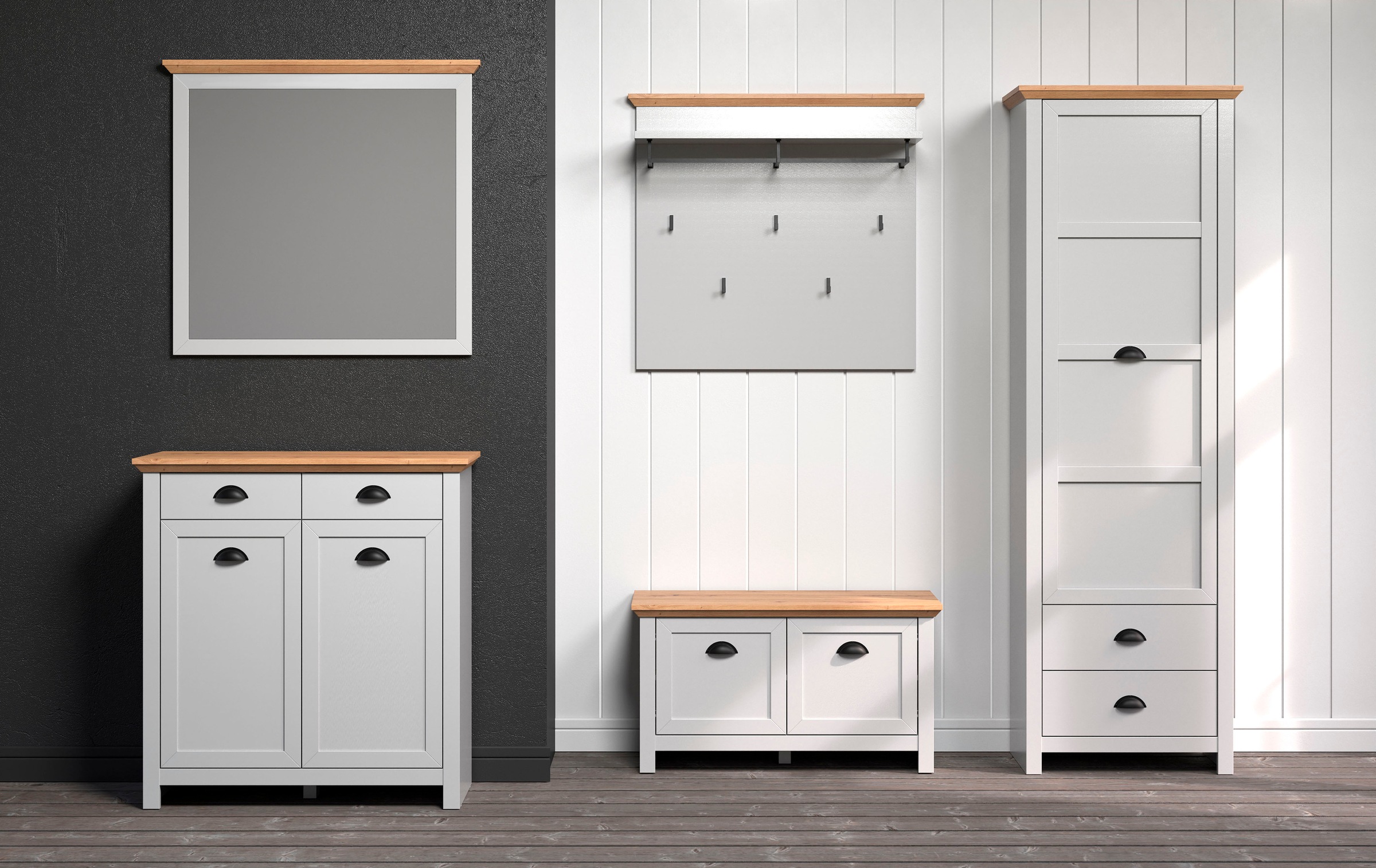 Home affaire Garderoben-Set »Herzwill«, (5 St.), 5-teiliges Sparset bestehend aus Schrank, Masse B/H/T ca.: 267/201/41cm
