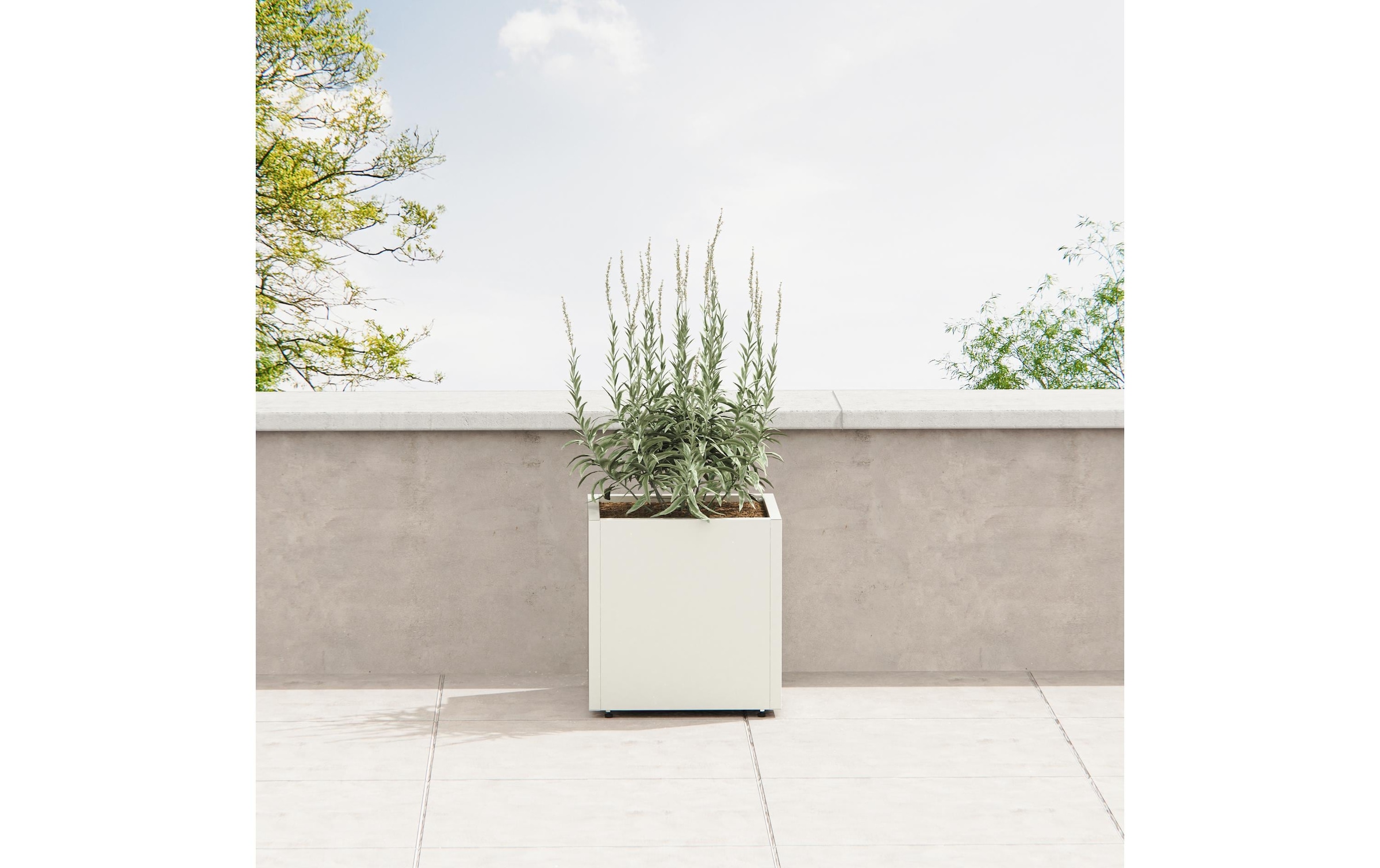 Herstera Garden Bac à plantes »Cube 50 cm Moon White«