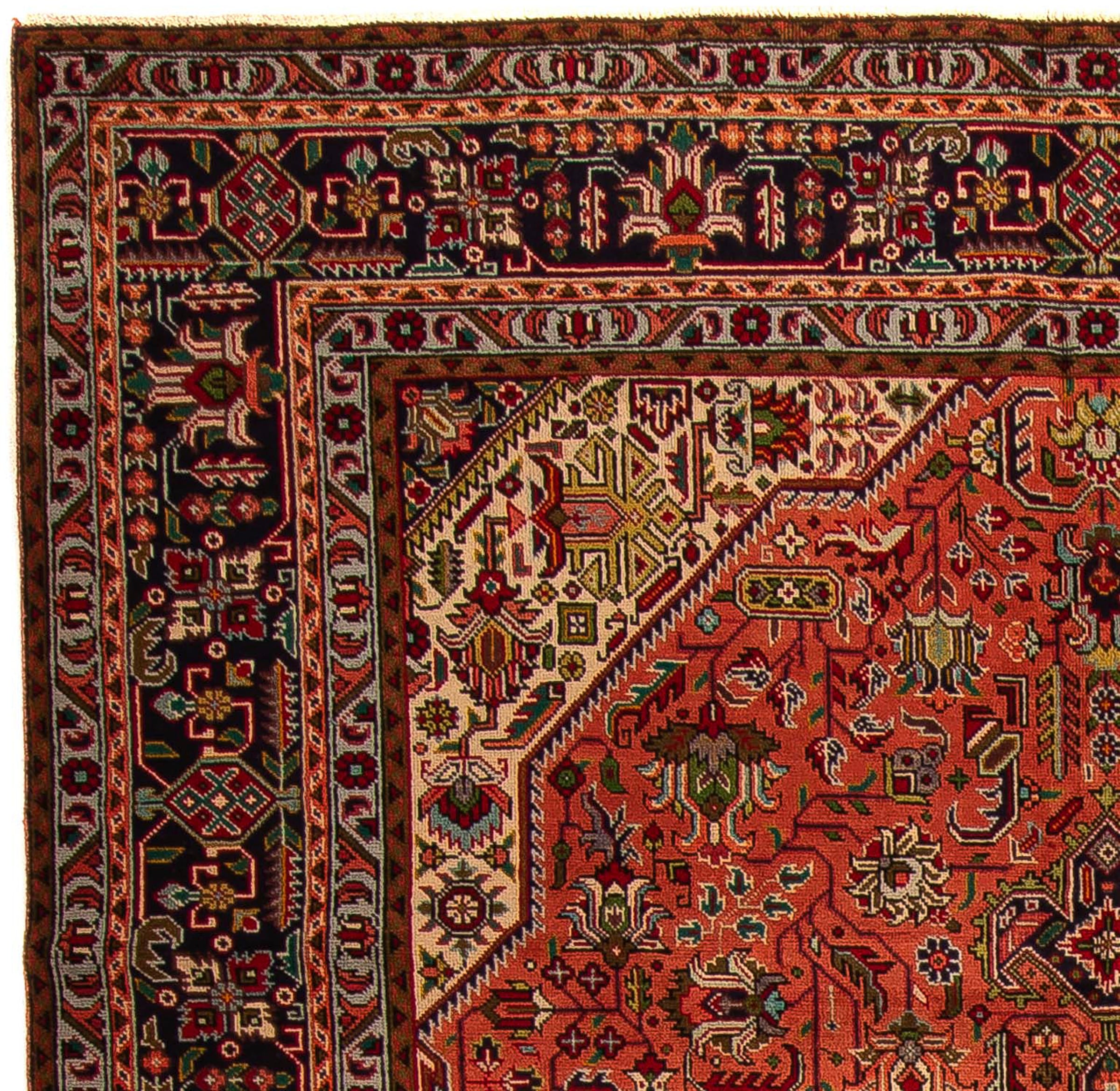 morgenland Orientteppich »Perser - Täbriz - 295 x 195 cm - hellrot«, rechteckig, Wohnzimmer, Handgeknüpft, Einzelstück mit Zertifikat