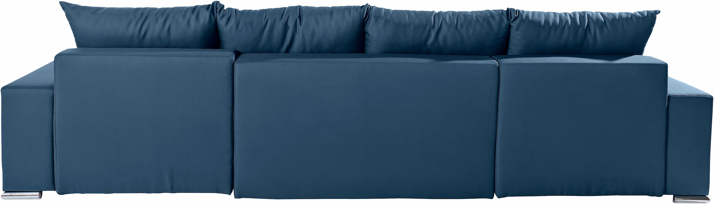 COLLECTION AB Wohnlandschaft »XL-Josy U-Form, Breite 313 cm, Flachgewebe, Struktur, Kunstleder«, inkl. Bettfunktion, Bettkasten, mit 4 gleich grossen Rückenkissen