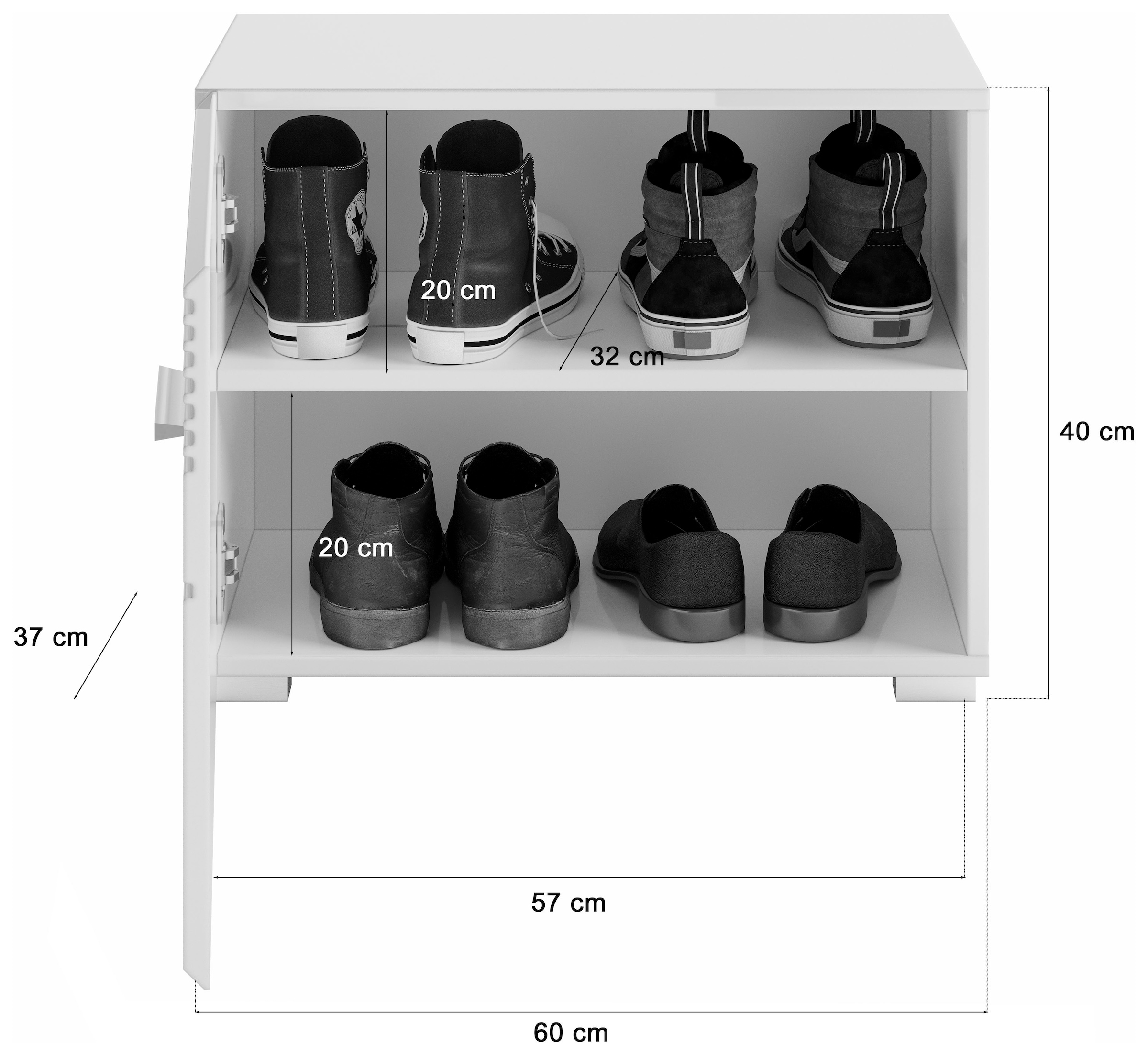 INOSIGN Sitzbank »Malmö, Breite 60 cm, 1 Tür, 2 Fächer, hochwertige MDF Front«, Rillenfräsung, Bank, Schuhbank, Garderobenbank, Dielenbank