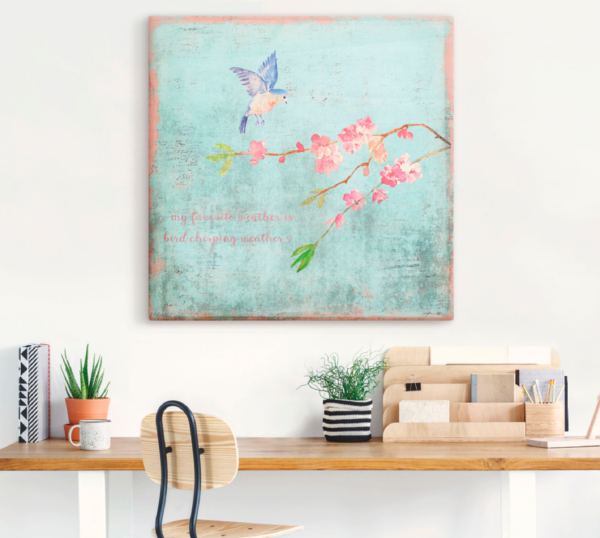 Artland Tableau sur toile »Vogelgezwitscherwetter« 1 cuis tlg. auf Holzrahmen gespannt