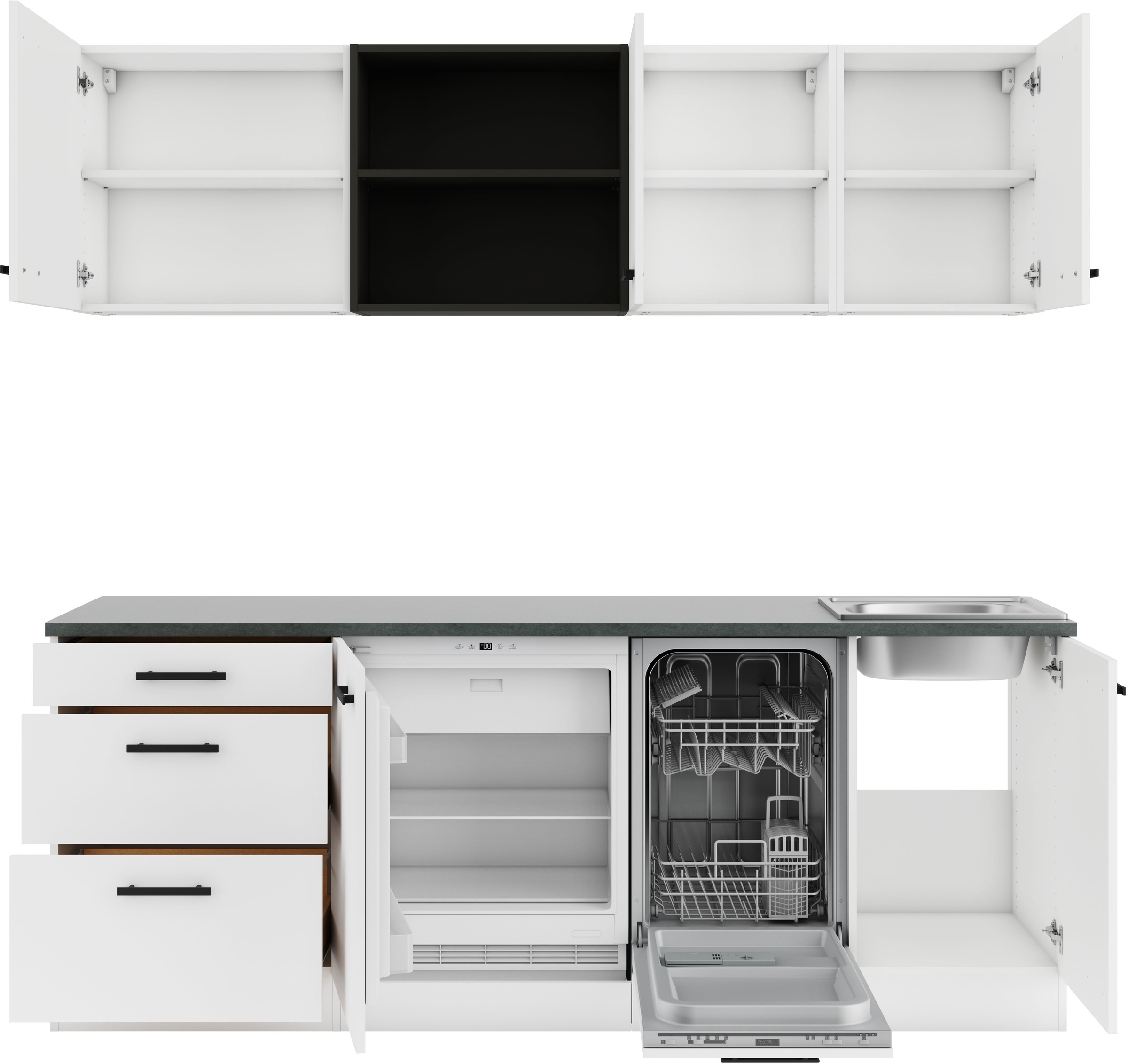 OPTIFIT Küchenzeile "Palma" Breite 210 cm, wahlweise mit E-Geräten, seitenverkehrt stellbar