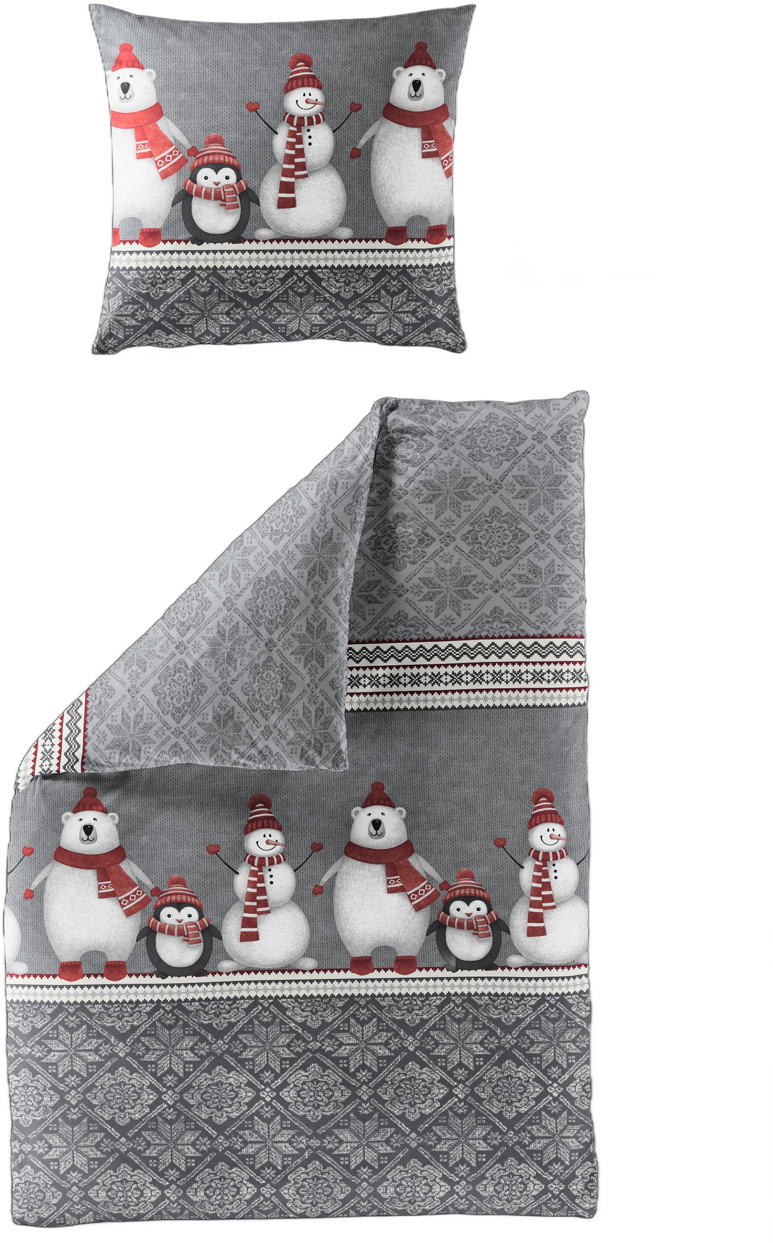 BIERBAUM Bettwäsche »Wichtel« 2 tlg. 100 % Baumwolle, Biber, unterschiedliche Weihnachts-Designs