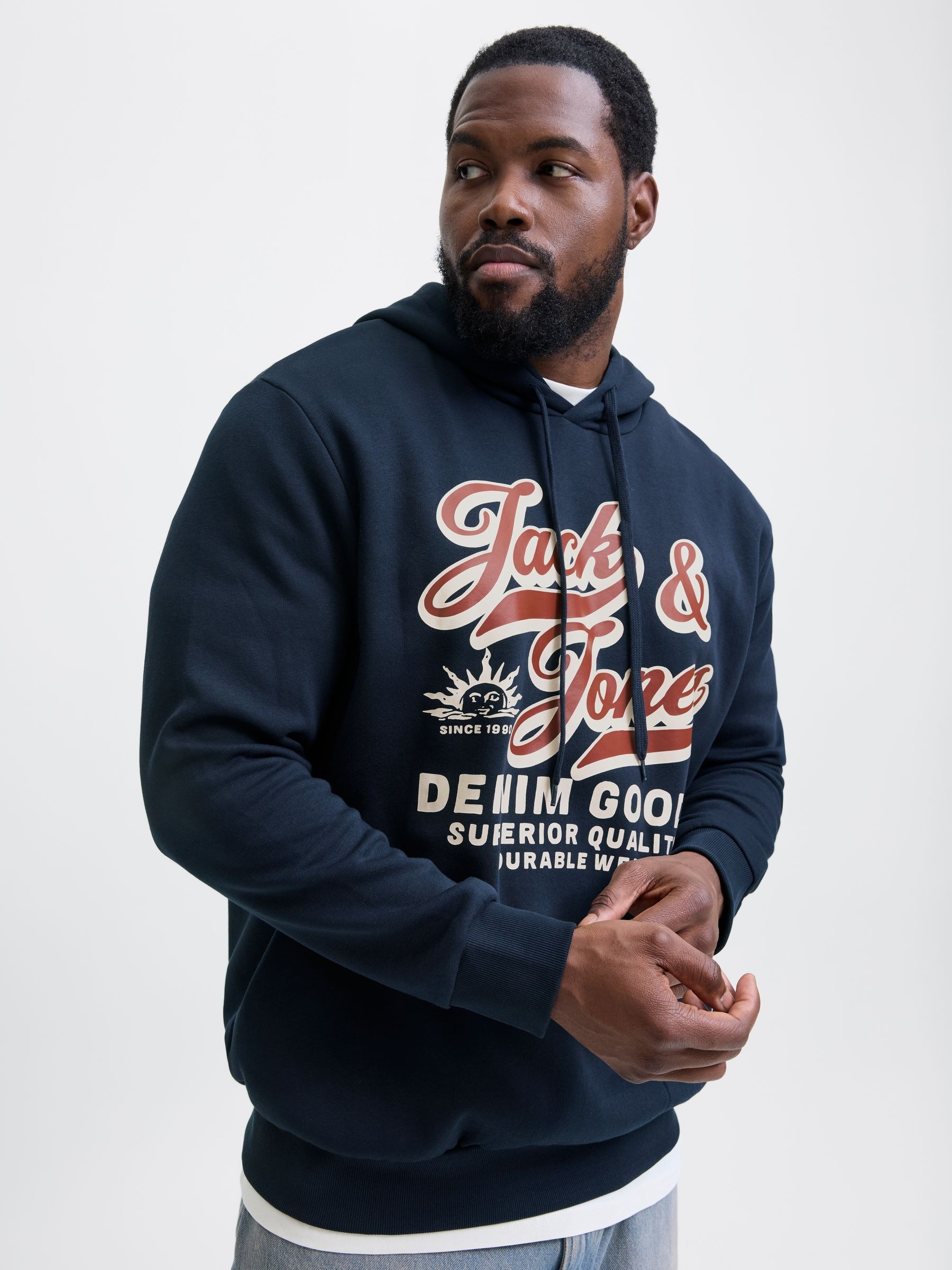 Jack & Jones PlusSize Hoodie »JJELOGO SWEAT HOOD 2 COL 24/25 NOOS PLS«, mit Logo Frontprint
