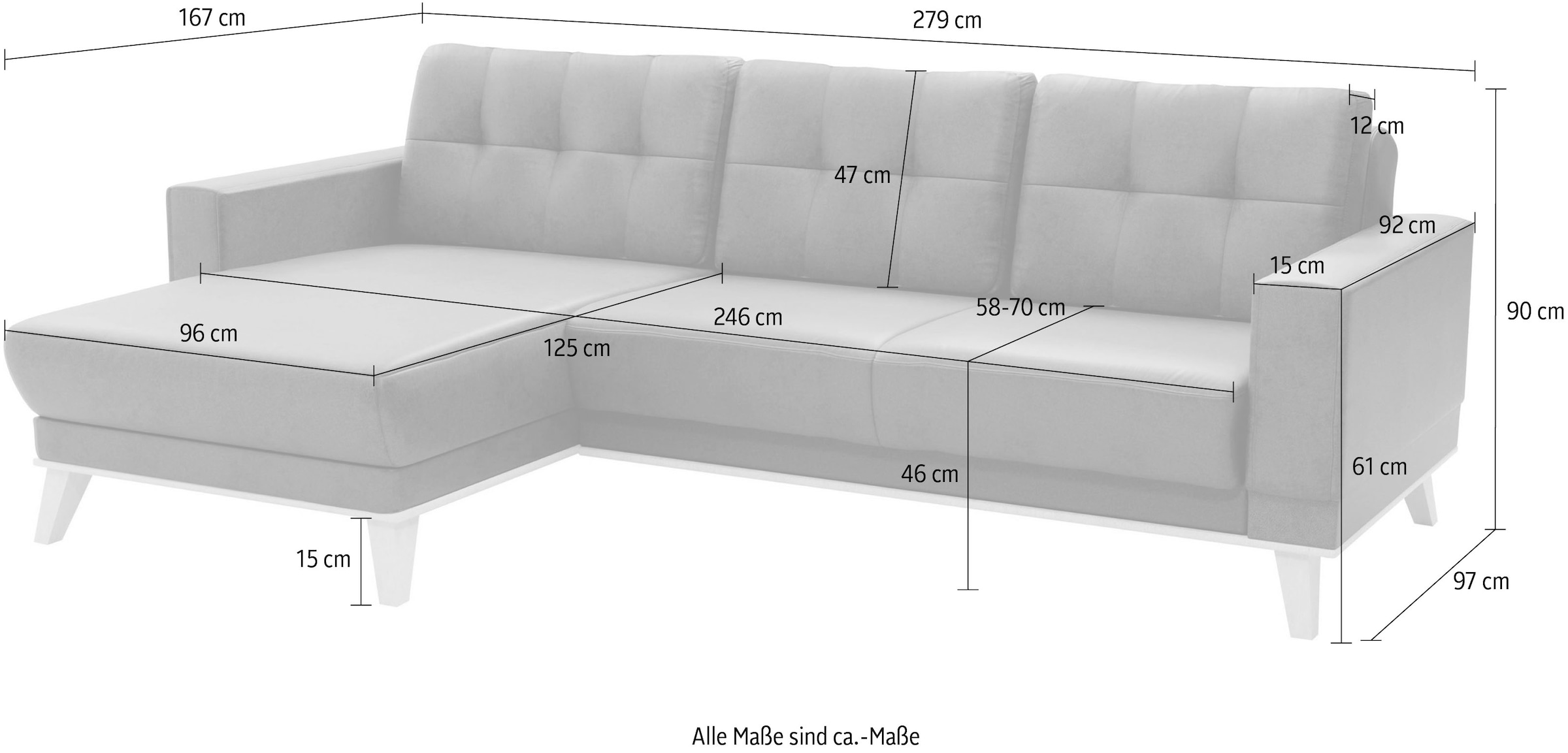 sit&more Ecksofa »Lavida L-Form«, wahlweise mit Kippfunktion und Bettkasten