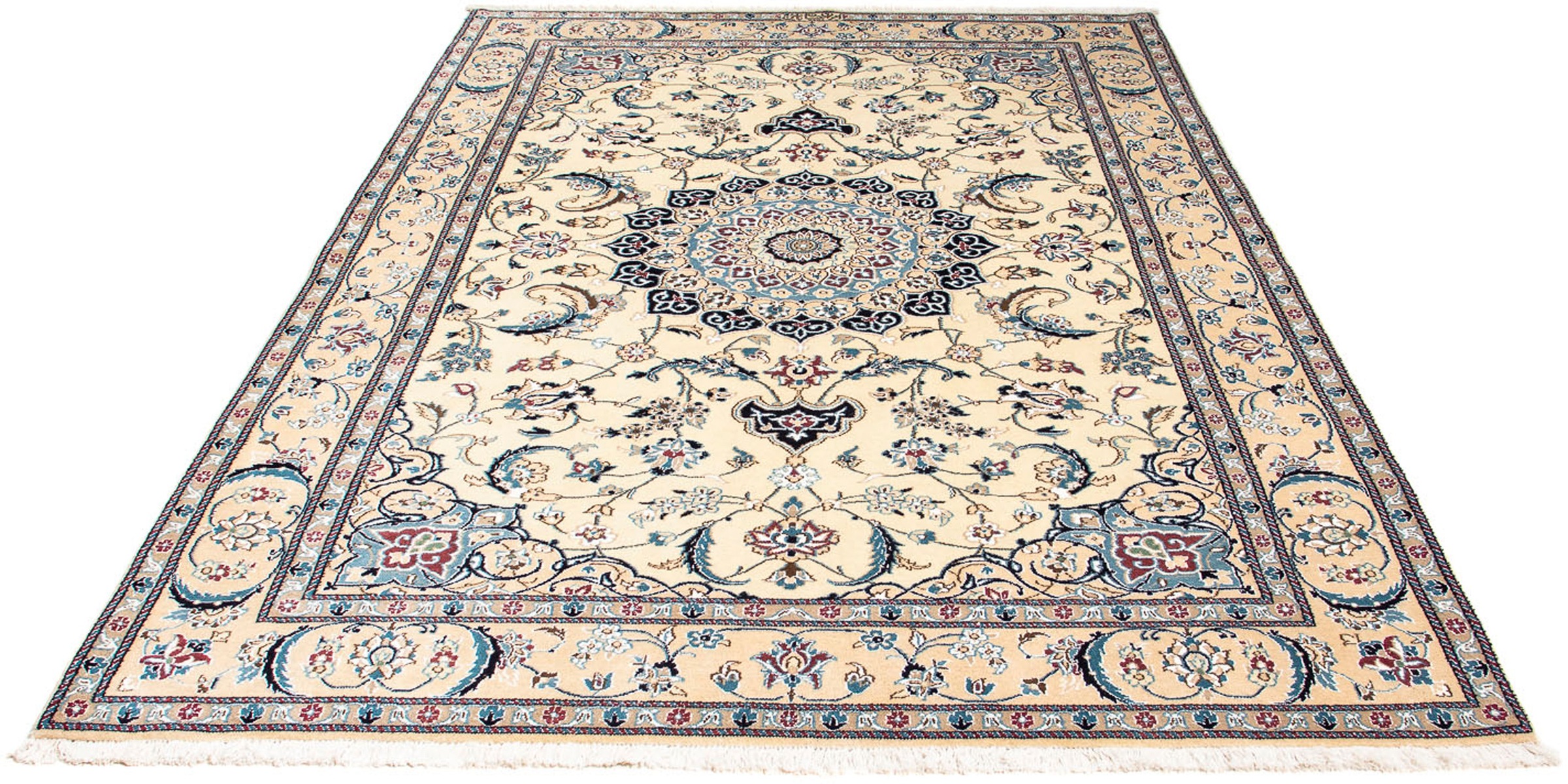 Image of morgenland Orientteppich »Perser - Nain - Royal - 234 x 163 cm - beige«, rechteckig, 10 mm Höhe, Wohnzimmer, Handgeknüpft, Einzelstück mit Zertifikat bei Ackermann Versand Schweiz