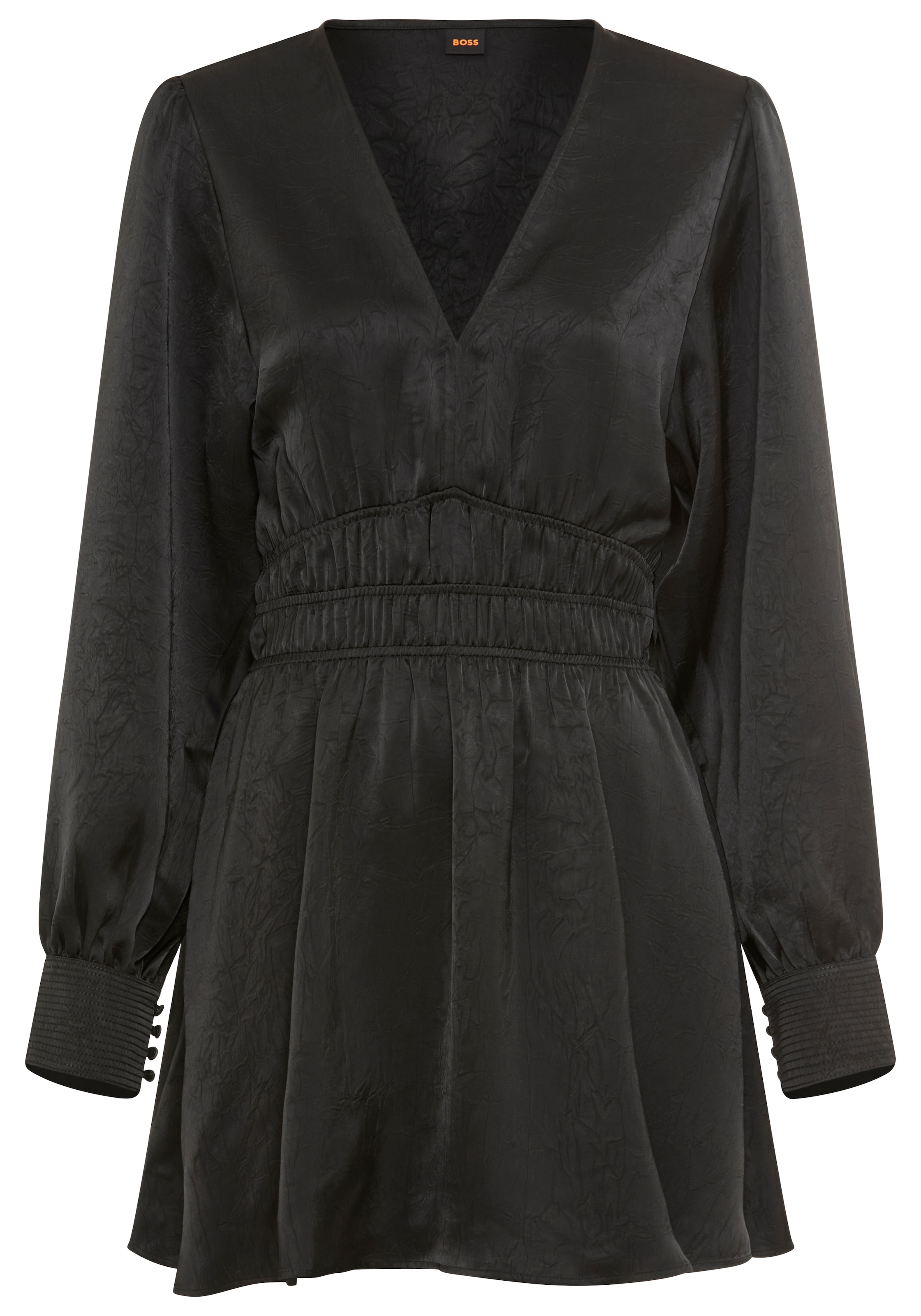 BOSS ORANGE Robe en satin »Deply Premium Damenmode« in Crinkle-Optik, Midi-Länge