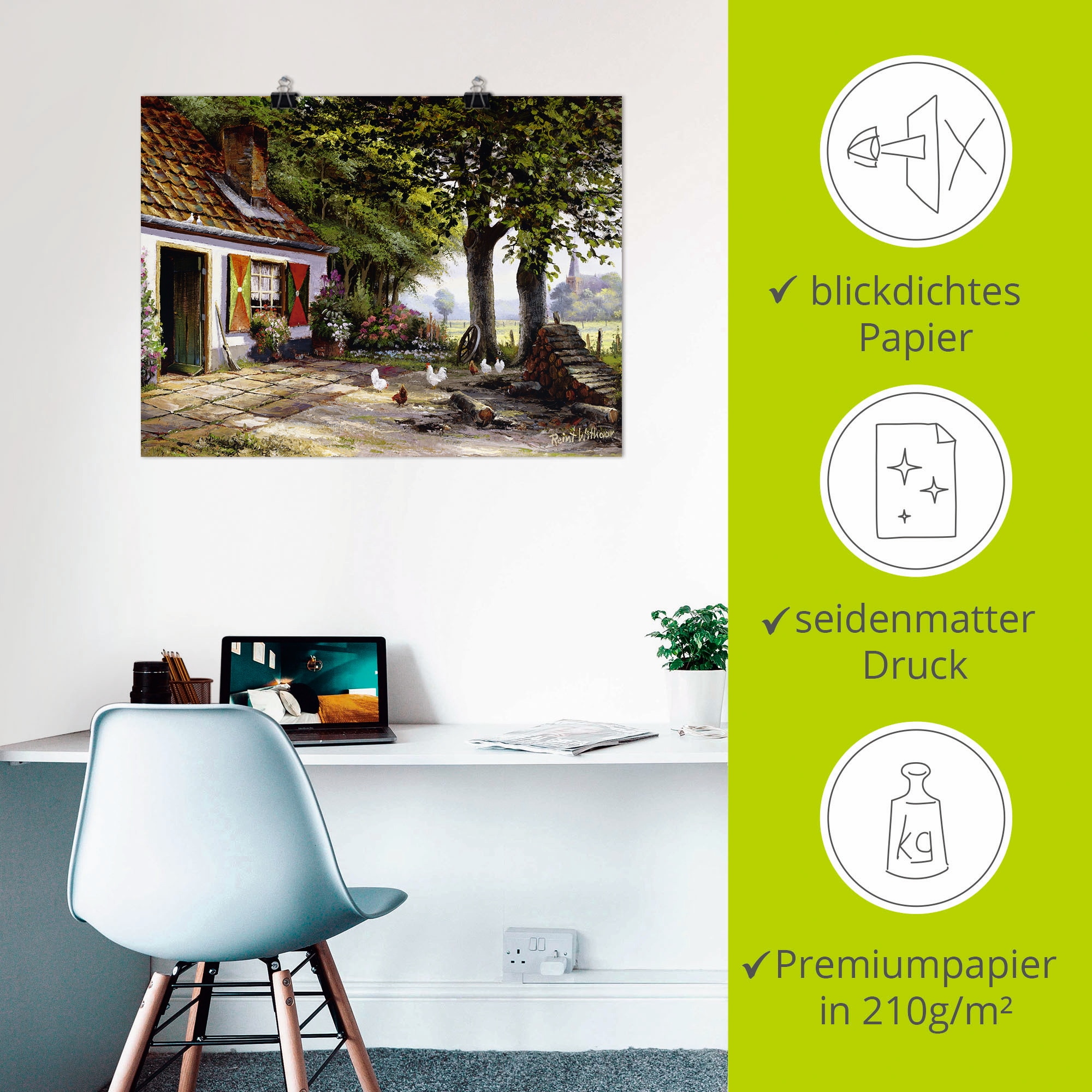 Artland Fresque murale »Hühner auf dem Hof« 1 cuis tlg. als Leinwandbild, Poster in verschied. Grössen