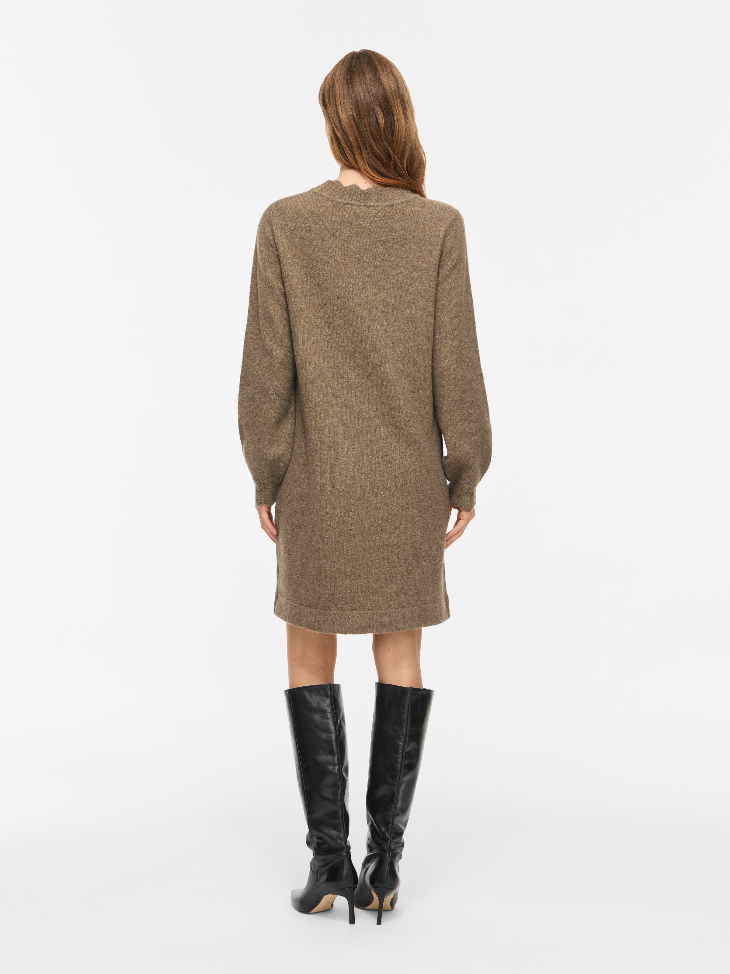 Vila Robe en tricot »VINIKOLINA O-NECK L/S KNIT DRESS - NOOS« mélange de matériaux, coupe régulière