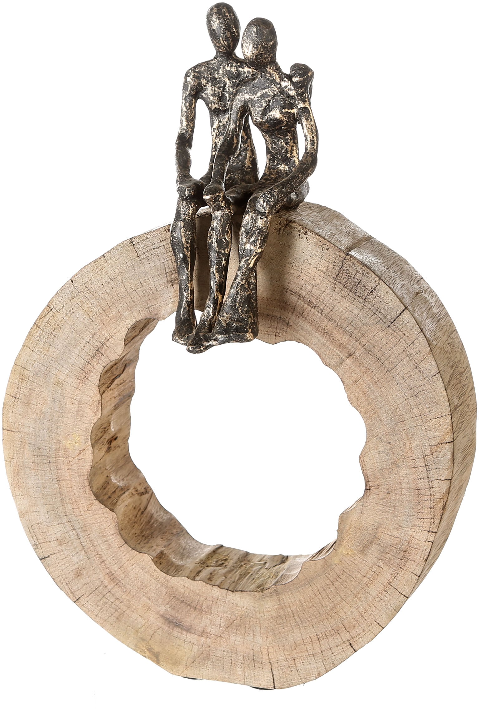 Image of Casablanca by Gilde Dekofigur "Skulptur Together" Dekoobjekt, Höhe 39 cm, aus Metall und Holz-Baumscheibe, Wohnzimmer