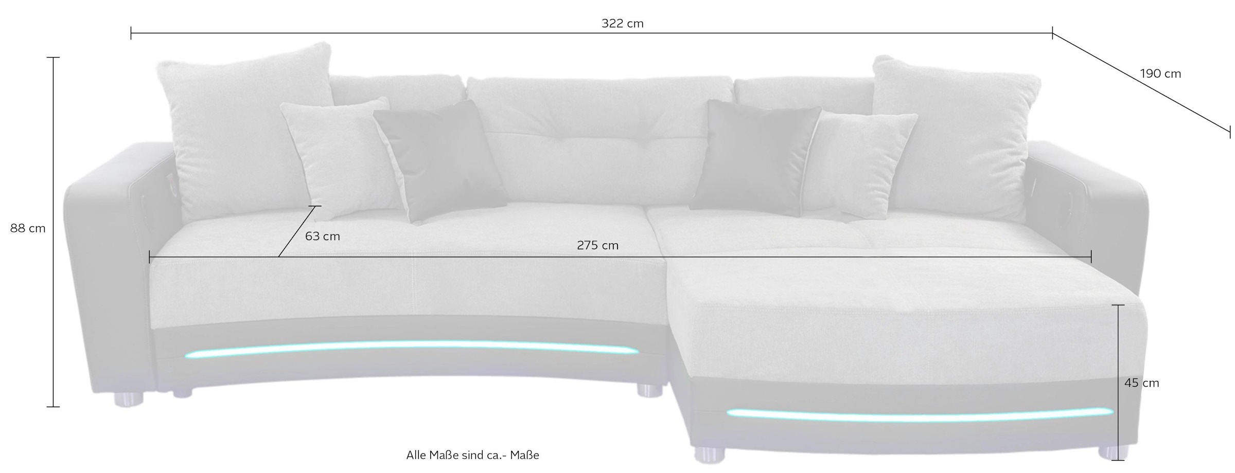 Jockenhöfer Gruppe Ecksofa Bluetooth-Soundsystem kaufen RGB-LED-Beleuchtung inklusive »Laredo«, und bequem