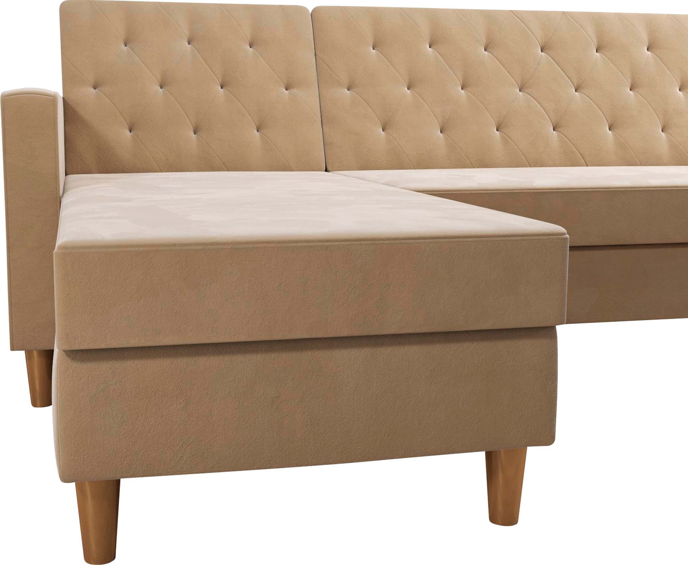 CosmoLiving by Cosmopolitan Ecksofa »Liberty, L-Form,« mit Schlafffunktion, Recamiere beidseitig montierbar, Sitzhöhe 43 cm