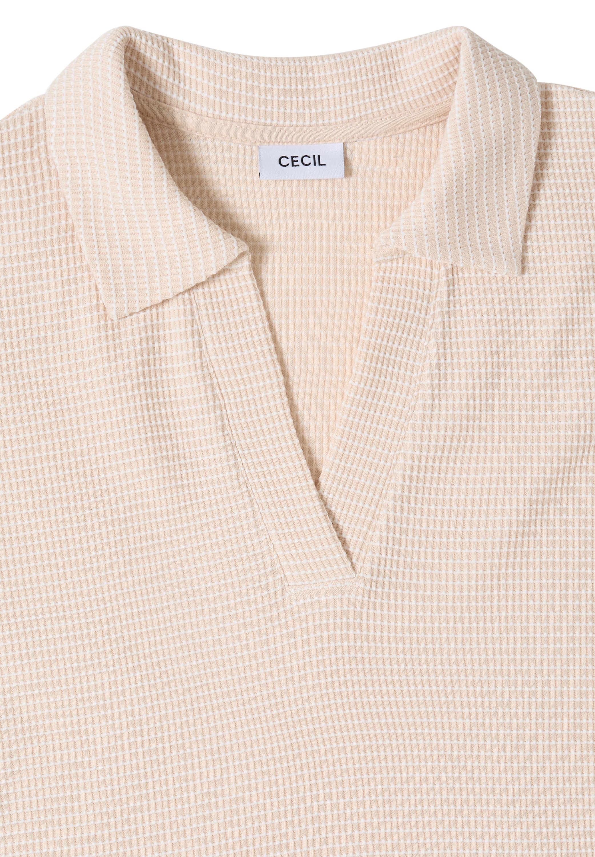 Cecil T-Shirt Sommershirt mit Struktur im Two-Tone-Look und mit Polokragen