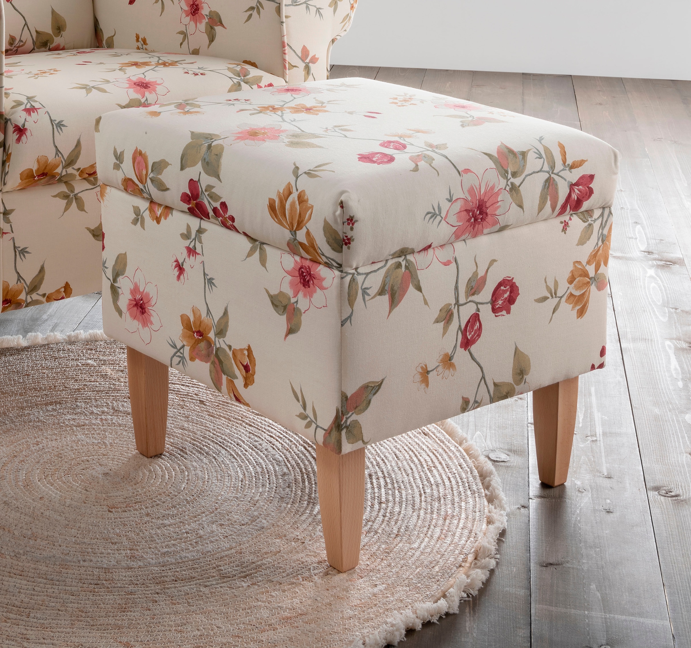 Home affaire Fauteuil »Asino« mit Hahnentritt Bezug, wahlweise mit Hocker