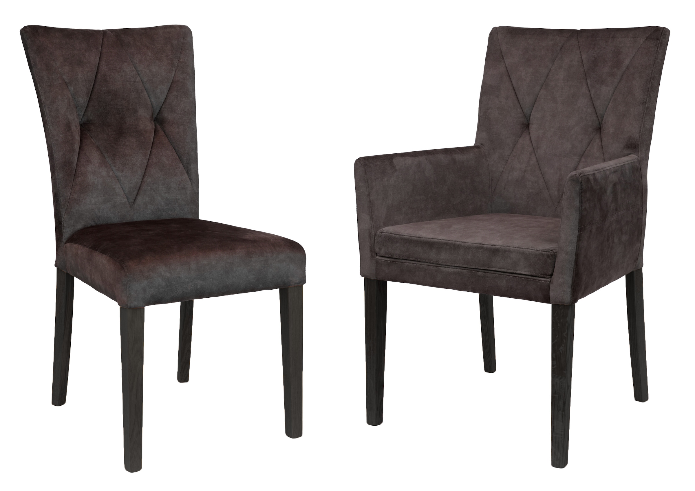 Home affaire 4-Fussstuhl »Diamond« (Set) 2 Stk. Samtvelours Sitz und Ruecken gepolstert