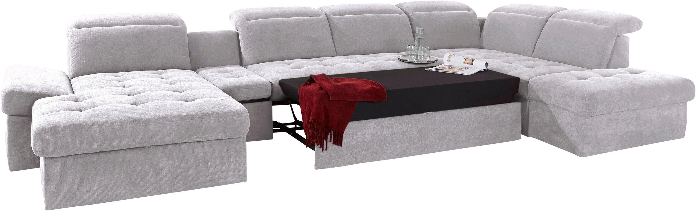 sit&more Wohnlandschaft »Stardust U-Form«, inklusive Kopfteilverstellung, Armlehnenfunktion und Tischelement