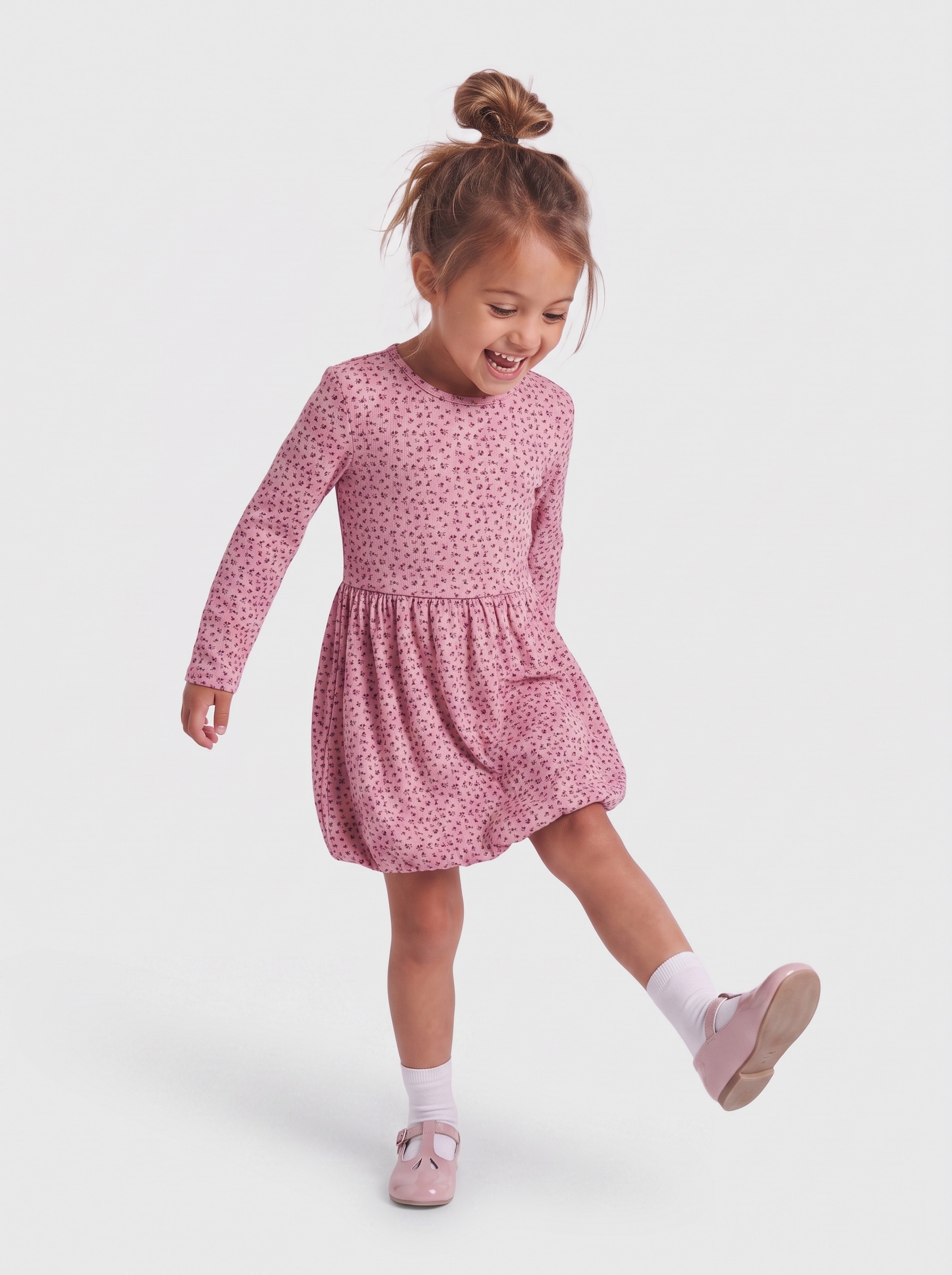Image of KIDS ONLY Minikleid "KMGTRINNY LIFE AOP LS BAL DRESS JRS NOOS" Baumwollmischung, regular fit