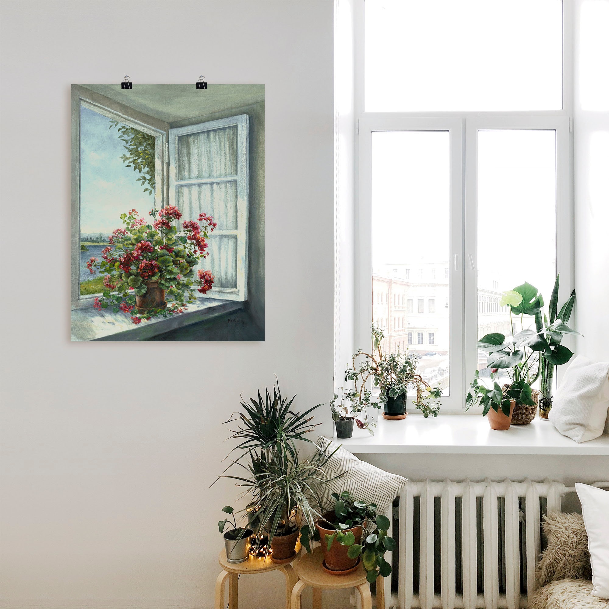 Artland Wandbild »Geranien am Fenster« Blumen 1 Stk. tlg. als Leinwandbild, Poster in verschied. Grössen