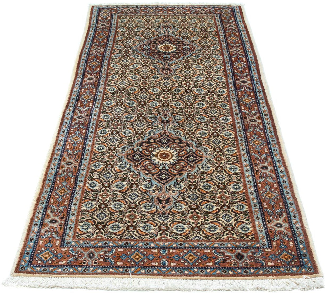 Image of morgenland Hochflor-Läufer »Moud Medaillon Beige 190 x 79 cm«, rechteckig, 1 mm Höhe, Handgeknüpft bei Ackermann Versand Schweiz