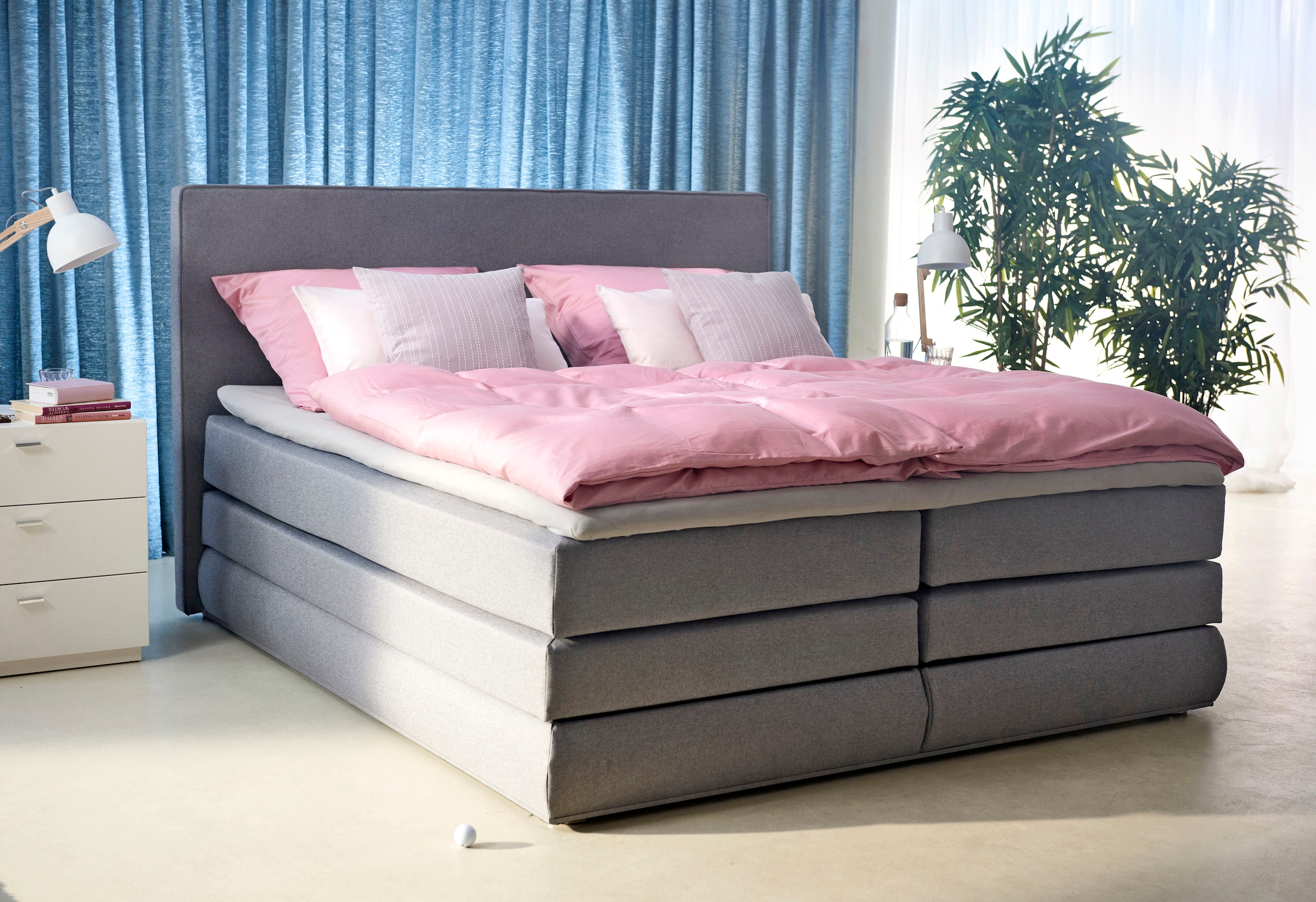 COLLECTION AB Boxspringbett »Ninoni«, inkl. Bettkasten, Topper und wahlweise mit LED-Beleuchtung, Liegefläche 180 x 200 cm