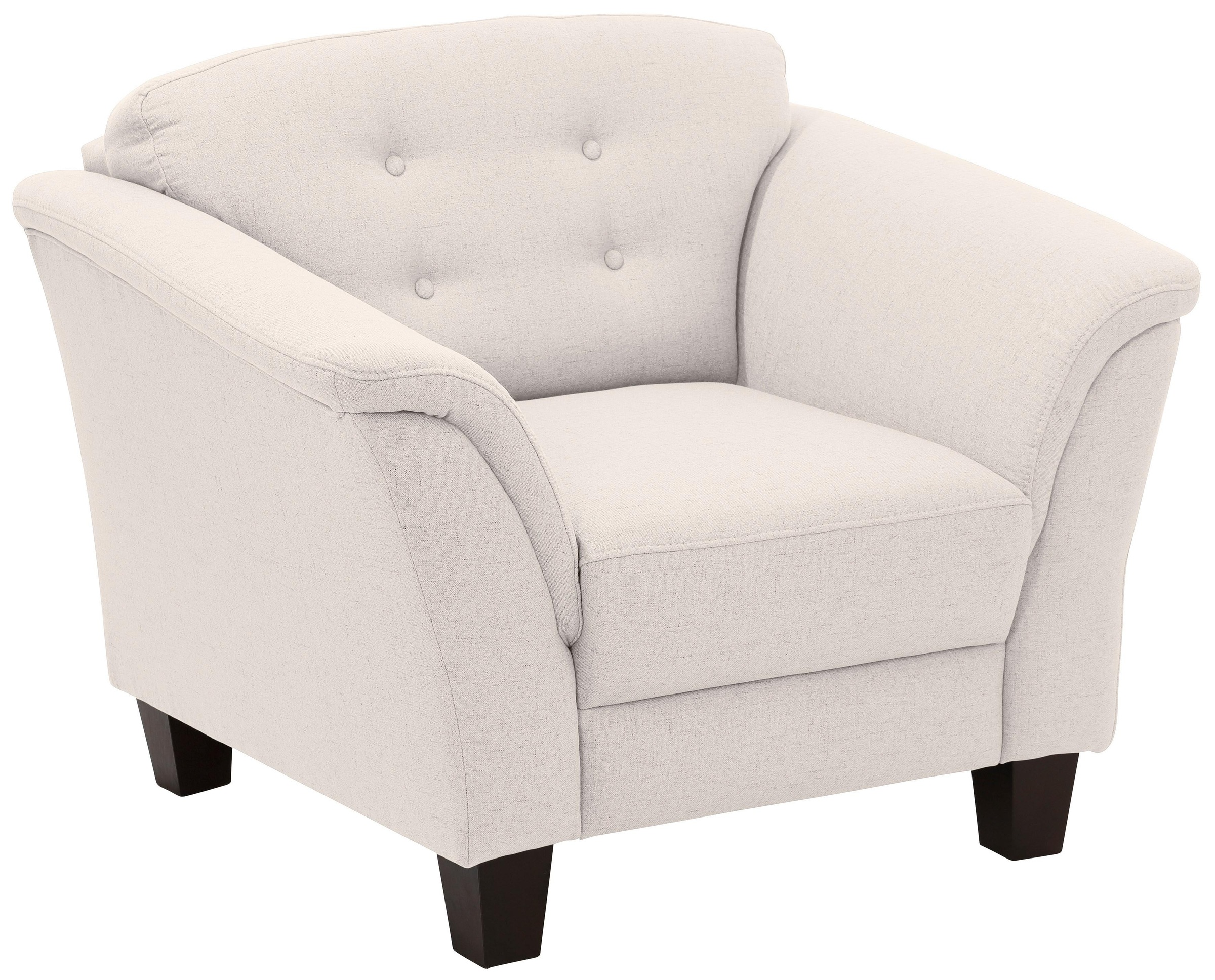 GOODproduct Fauteuil »Trondheim« avec ressorts, capitonnage à boutons au dos, pieds en hêtre