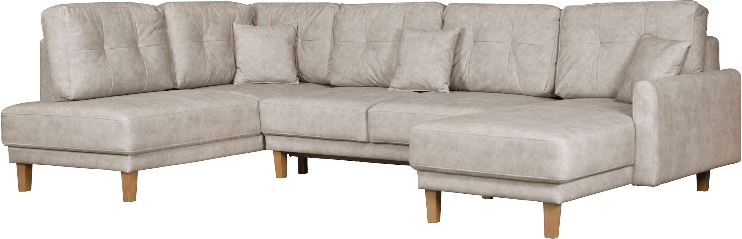 Home affaire Wohnlandschaft »TRIPLO U-Form wahlweise mit Schlaffunktion, B/T/H: 310/192/90 cm«, Schlafsofa, auch mit Bettkasten, Steppung im Rückenkissen