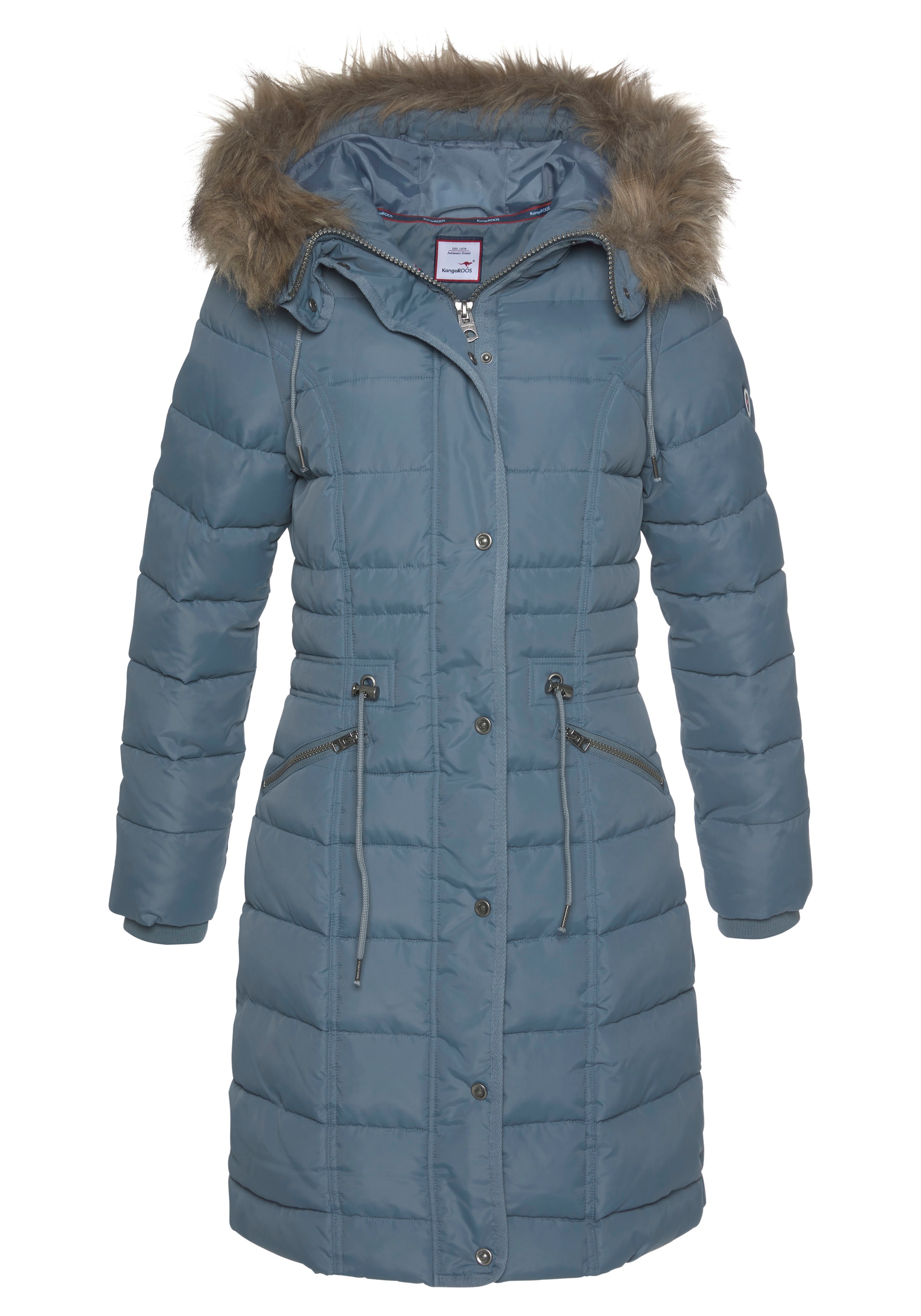 KangaROOS Steppjacke, mit Kapuze, figurbetonter Schnitt, mit Reissverschlusstaschen