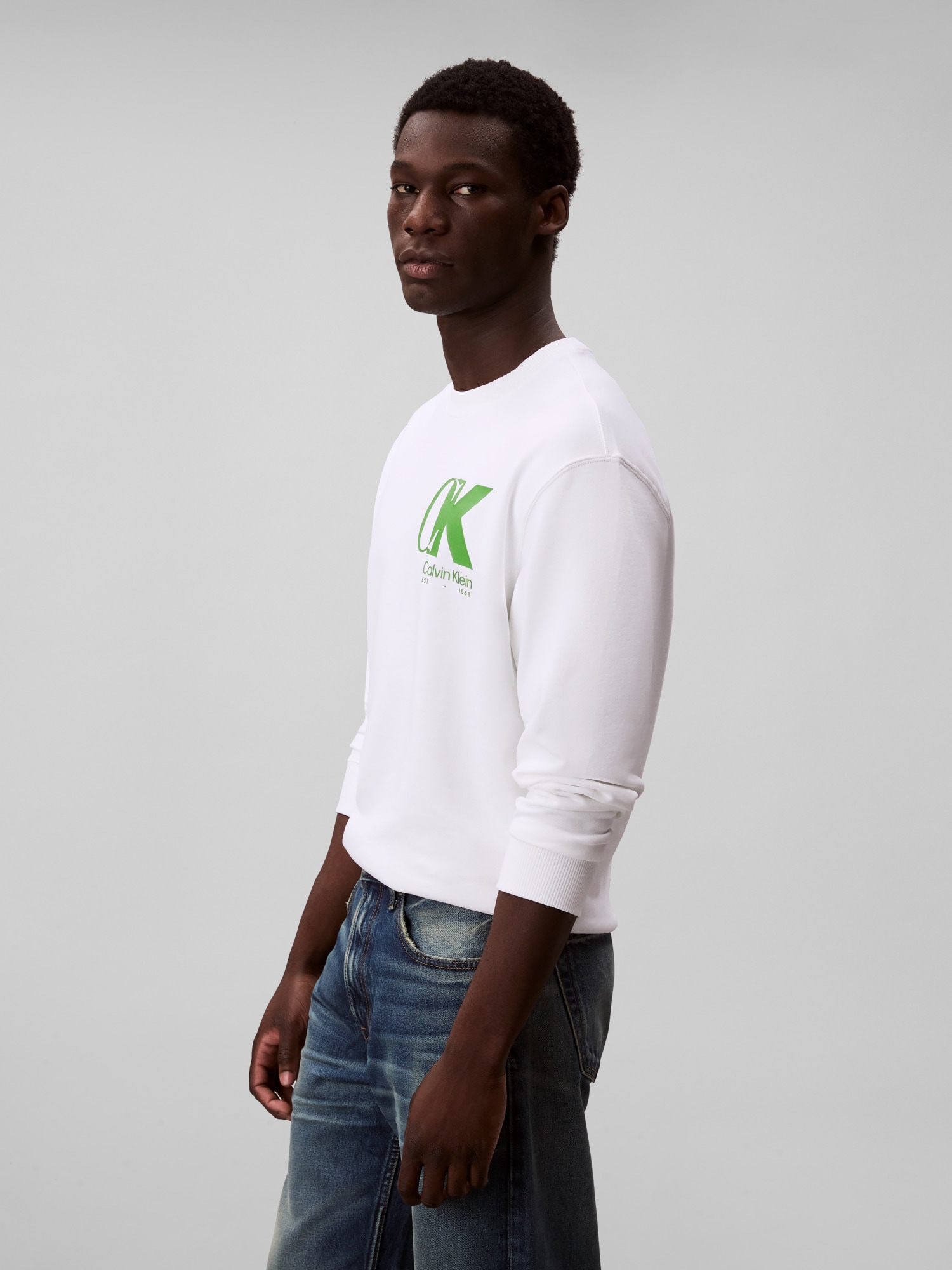 Calvin Klein Sweatshirt »LS EU 350TERRY CK OVERLAP GRAPHI«, Rundhalsausschnitt, regular fit