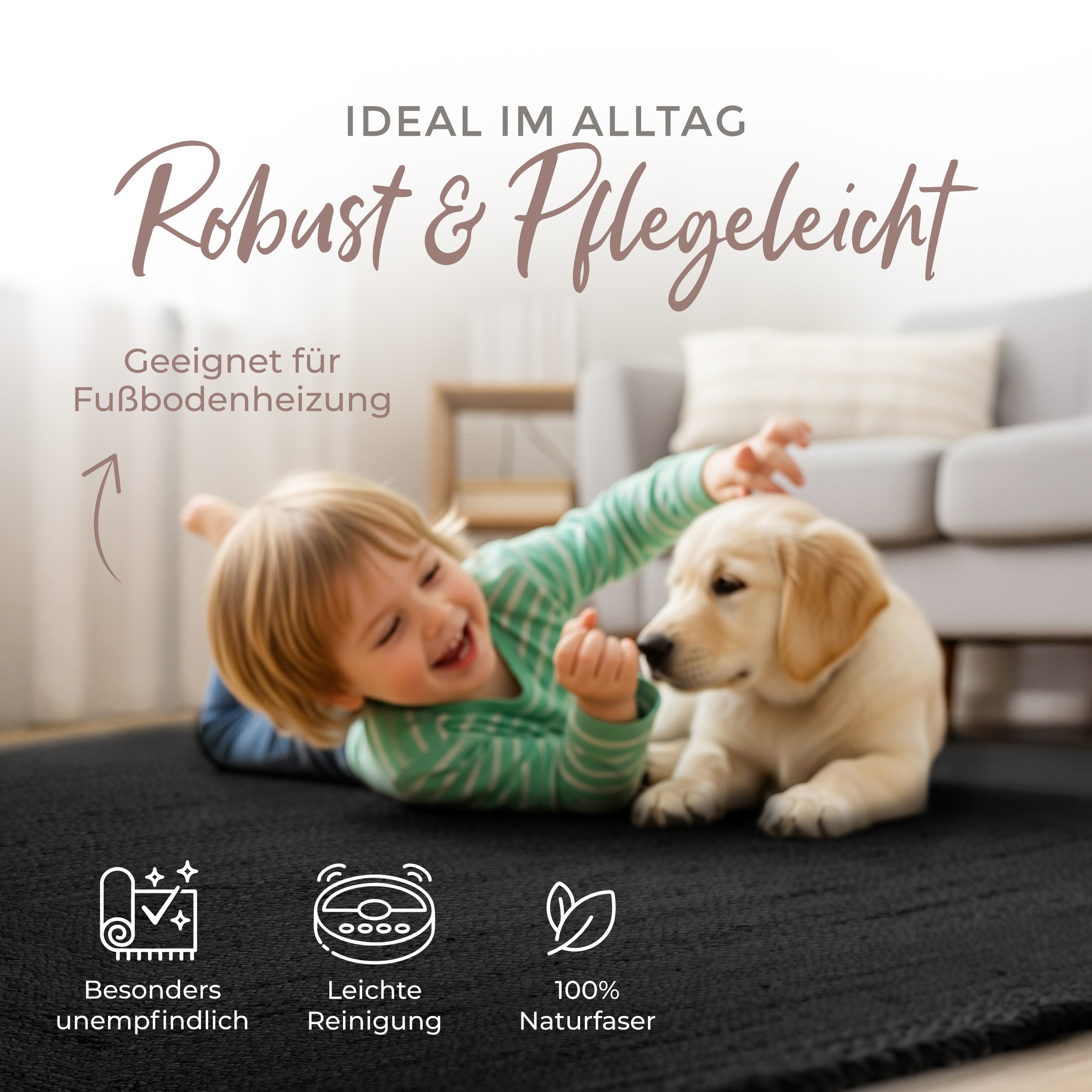 carpetfine Teppich »Nele Juteteppich Naturfaser« rechteckig 6 mm Höhe geflochtener Wendeteppich aus 100% Jute, quadratisch und als Läufer