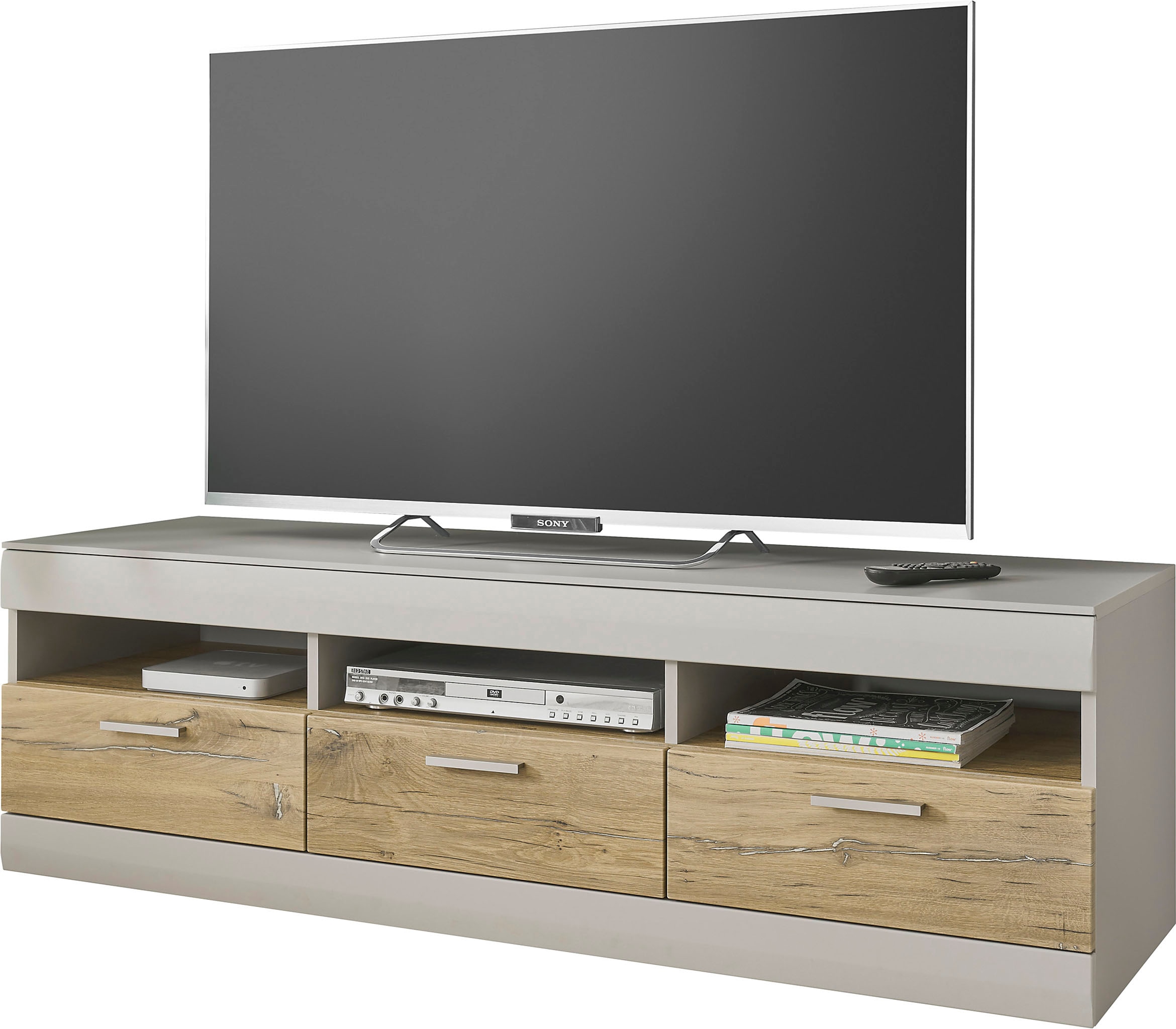 INOSIGN Lowboard »SCARA«, mit Applikation Zinneiche Dekor, Breite 150 cm, mit Softclose-Funktion