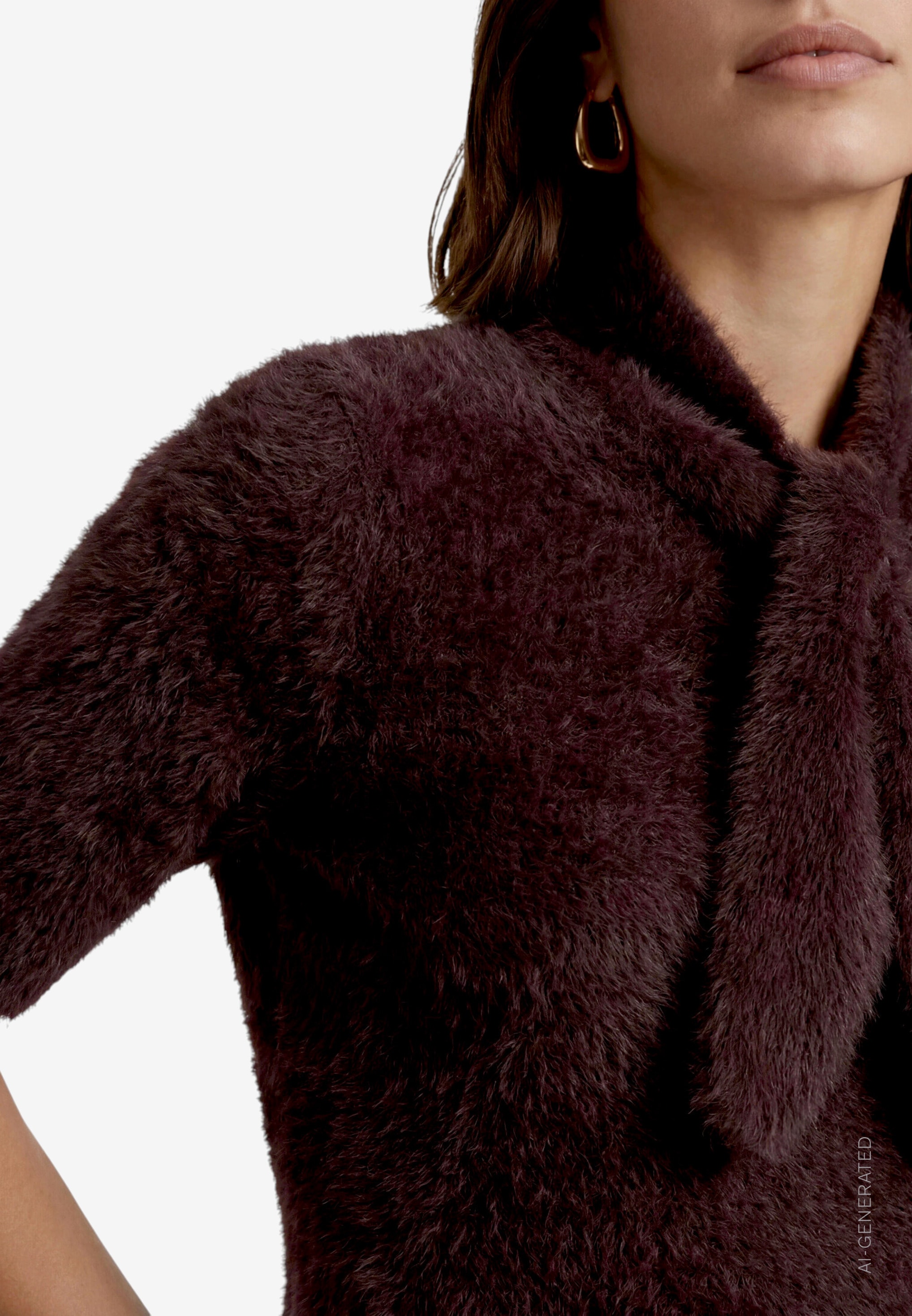 Zero Schalkragenpullover Kurzarmpullover flauschig