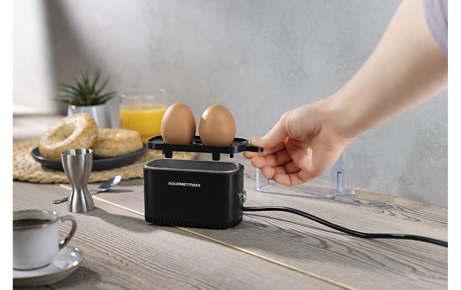 GOURMETmaxx Cuiseur d'œufs »Kompakt 2.0 250 W« für 2 cuis Eier 250 W Kompakter Design-Eierkocher für zwei Frühstückseier