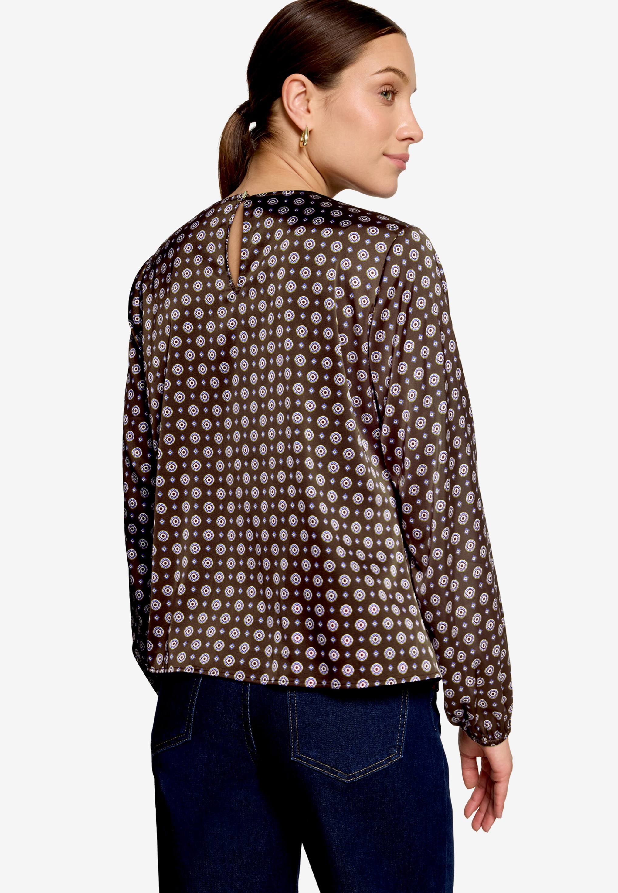Zero Satinbluse fein gemustert / elastische Bündchen